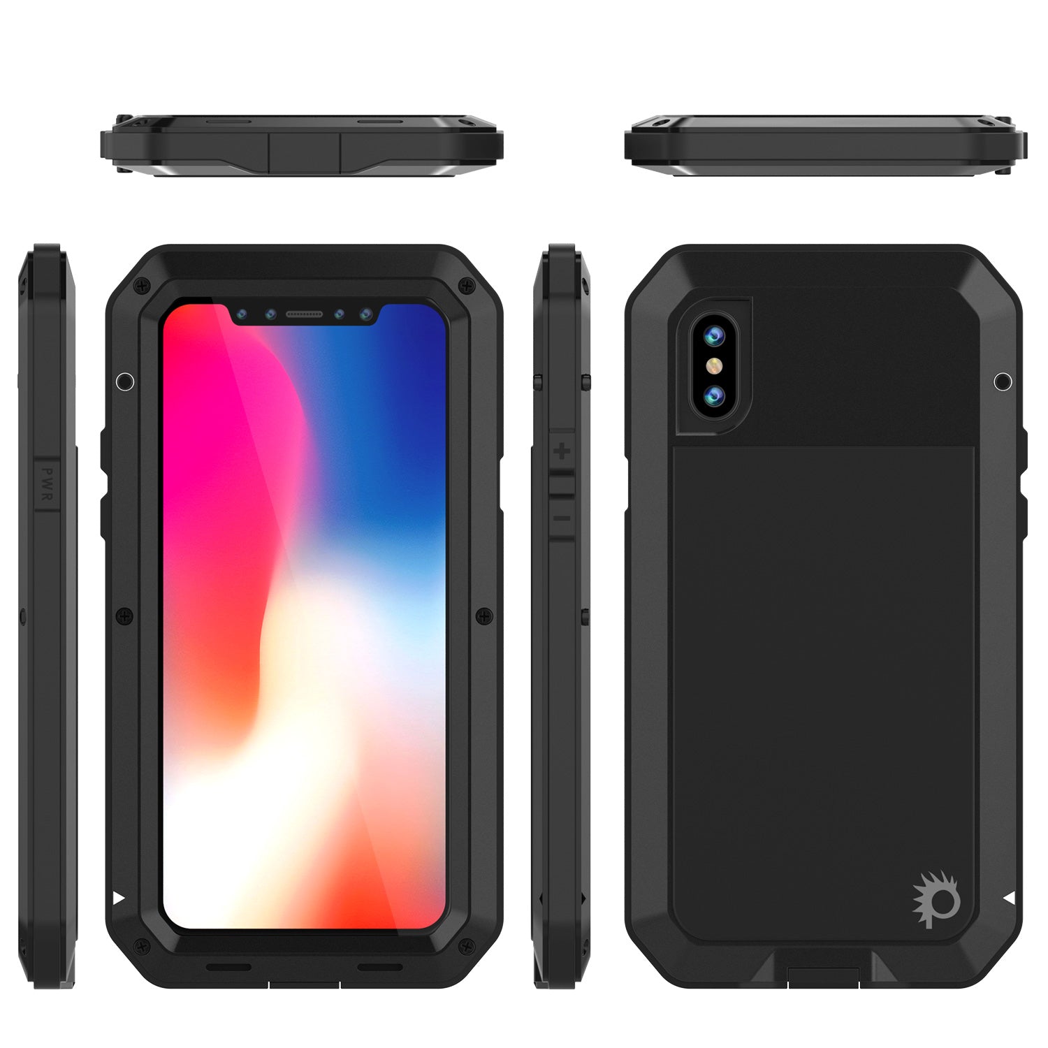 iPhone X Metal Case, Heavy Duty Military Grade Rugged Black Armor Cover [shock proof] Hybrid Full Body Hard Aluminum & TPU Design