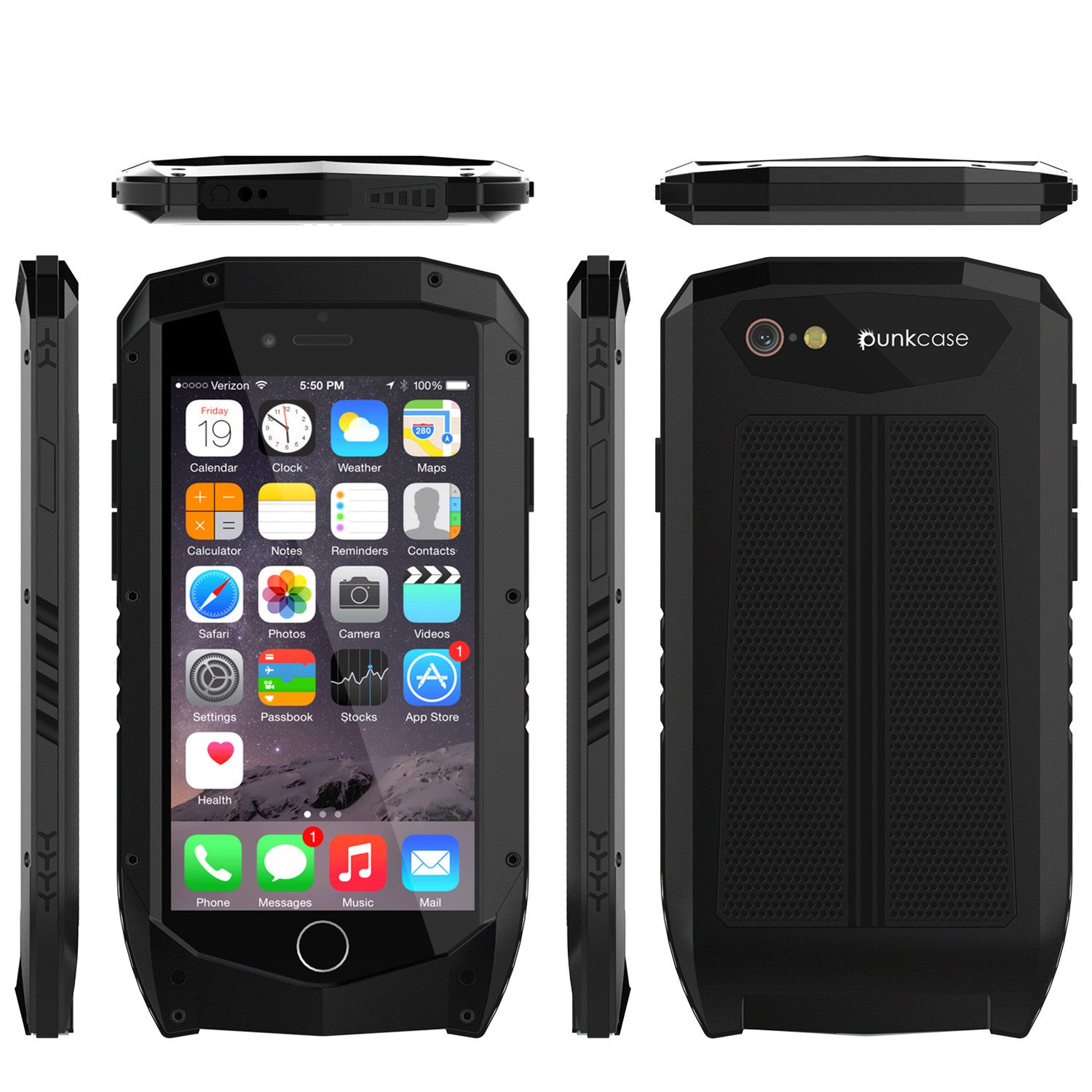 iPhone 6s/6 Case, Punkcase Metallic PRO Black Series Cover W/ Attached Screen Protector | Touch-ID