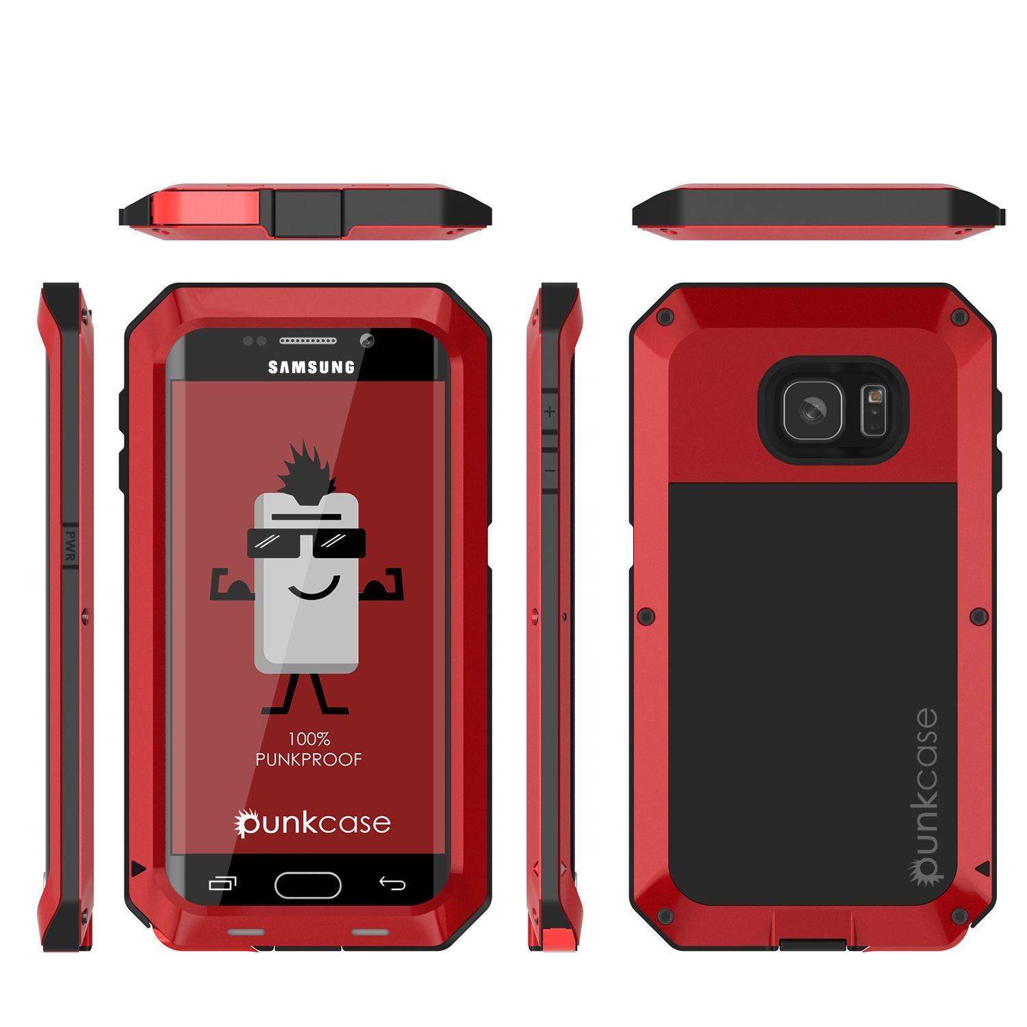 Galaxy S7 EDGE  Case, PUNKcase Metallic Red Shockproof  Slim Metal Armor Case