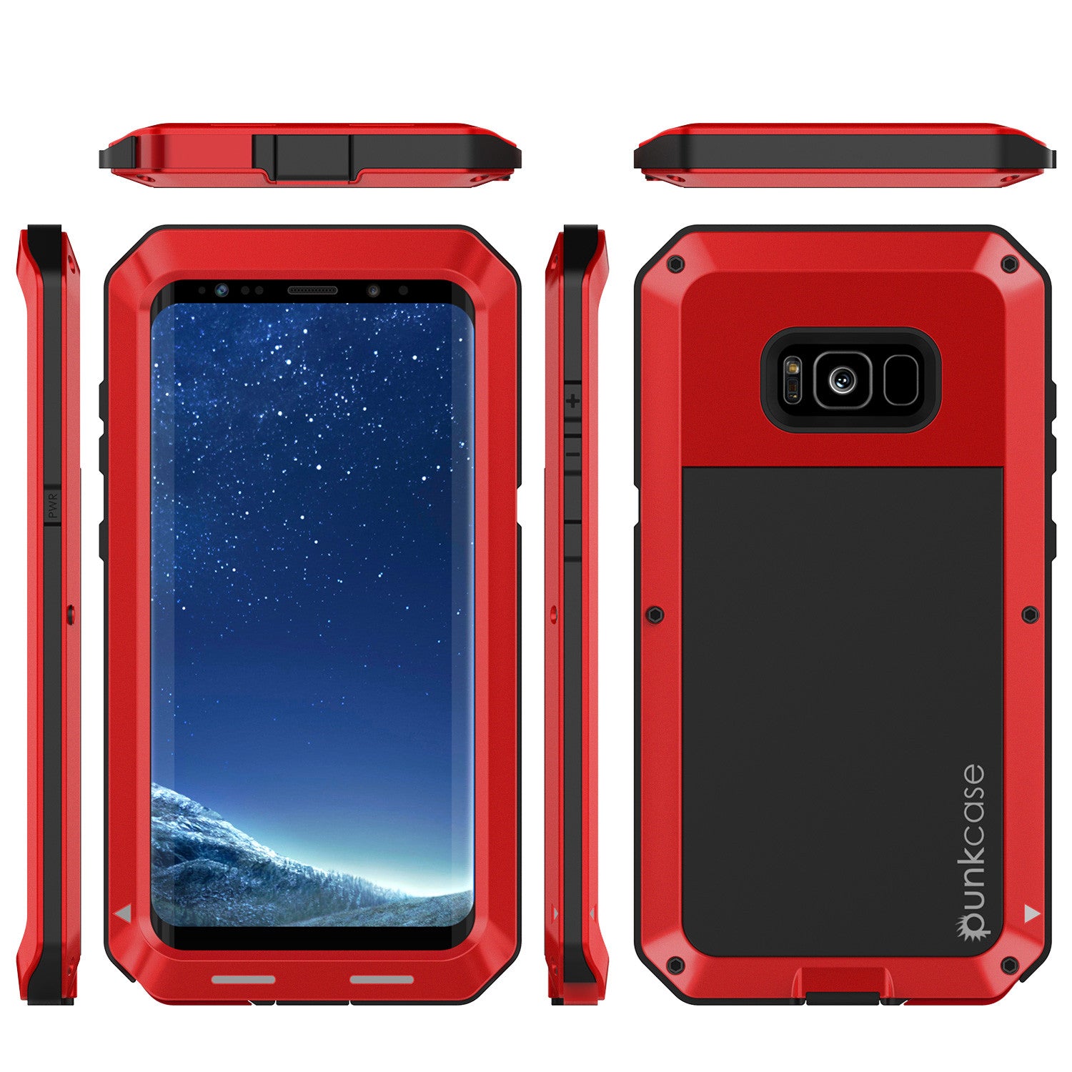 Galaxy S8+ Plus  Case, PUNKcase Metallic Red Shockproof  Slim Metal Armor Case [Red]