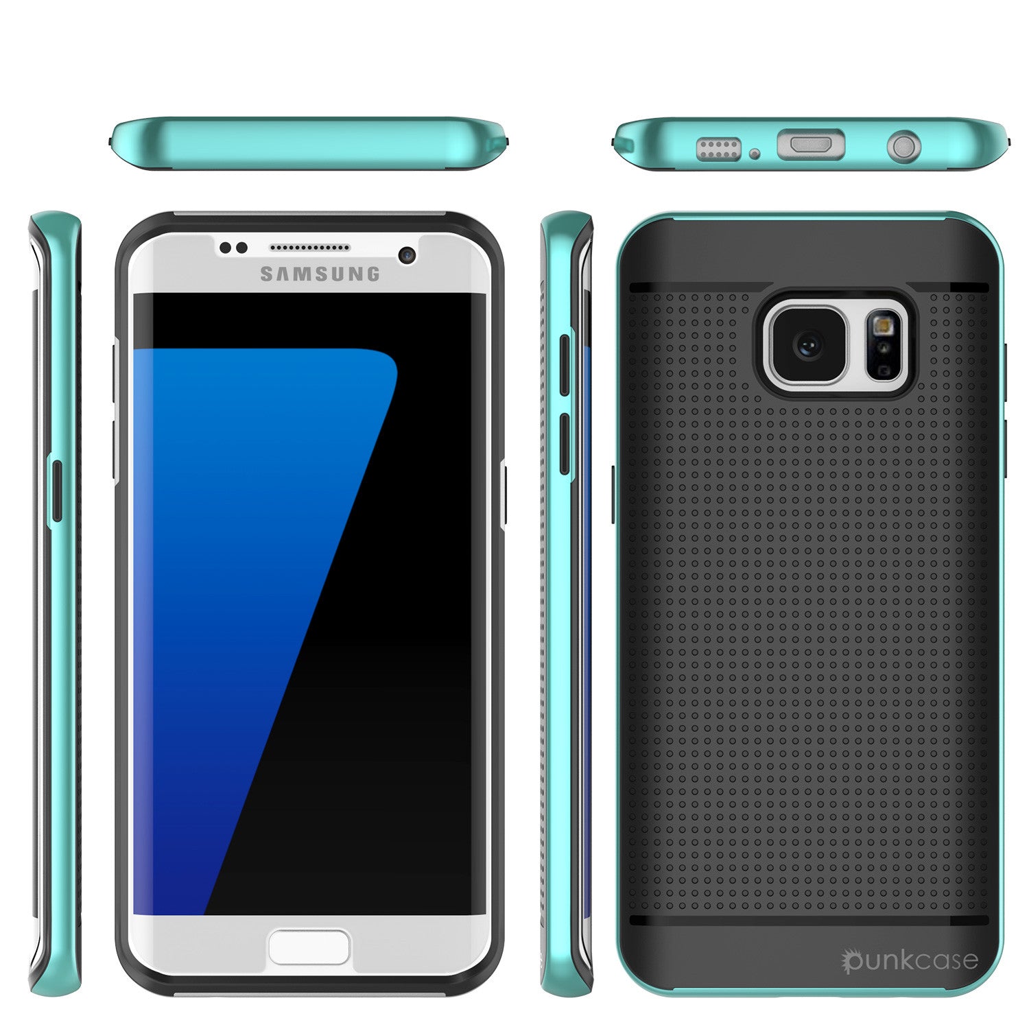 Galaxy S7 Edge Case, PunkCase STEALTH Teal Series Hybrid 3-Piece Shockproof Dual Layer Cover
