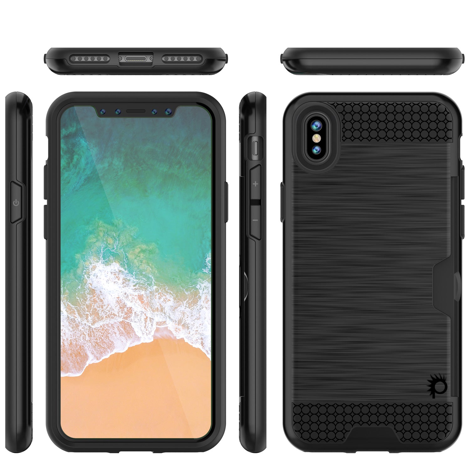 iPhone X Case, PUNKcase [SLOT Series] Slim Fit Dual-Layer Armor Cover [Black]