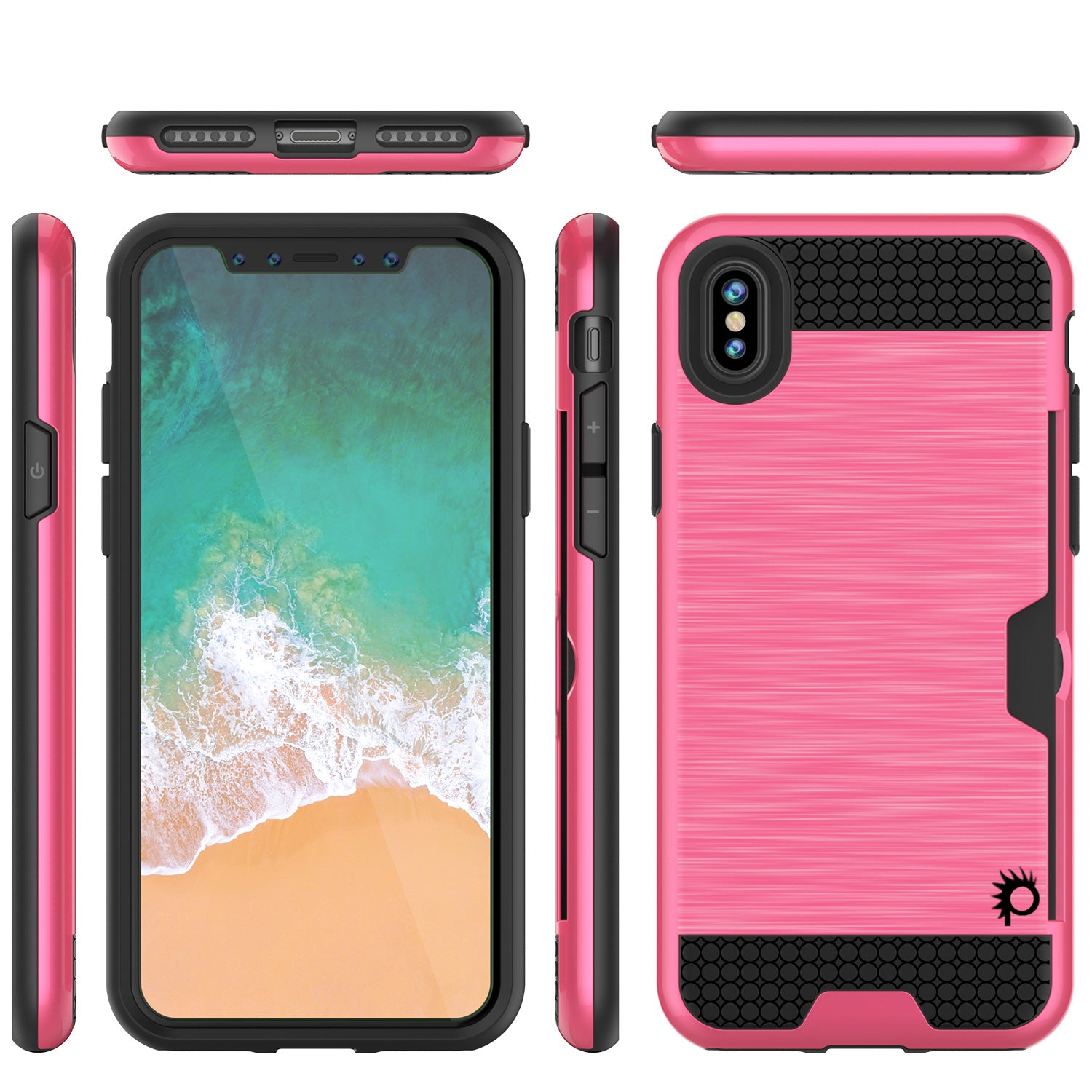 iPhone X Case, PUNKcase [SLOT Series] Slim Fit Dual-Layer Armor Cover [Pink]