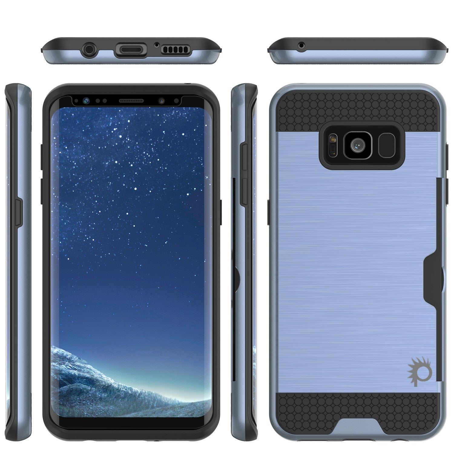 Galaxy S8 Plus Case, PUNKcase [SLOT Series] [Slim Fit] Dual-Layer Armor Cover w/Integrated Anti-Shock System, Credit Card Slot [Navy]