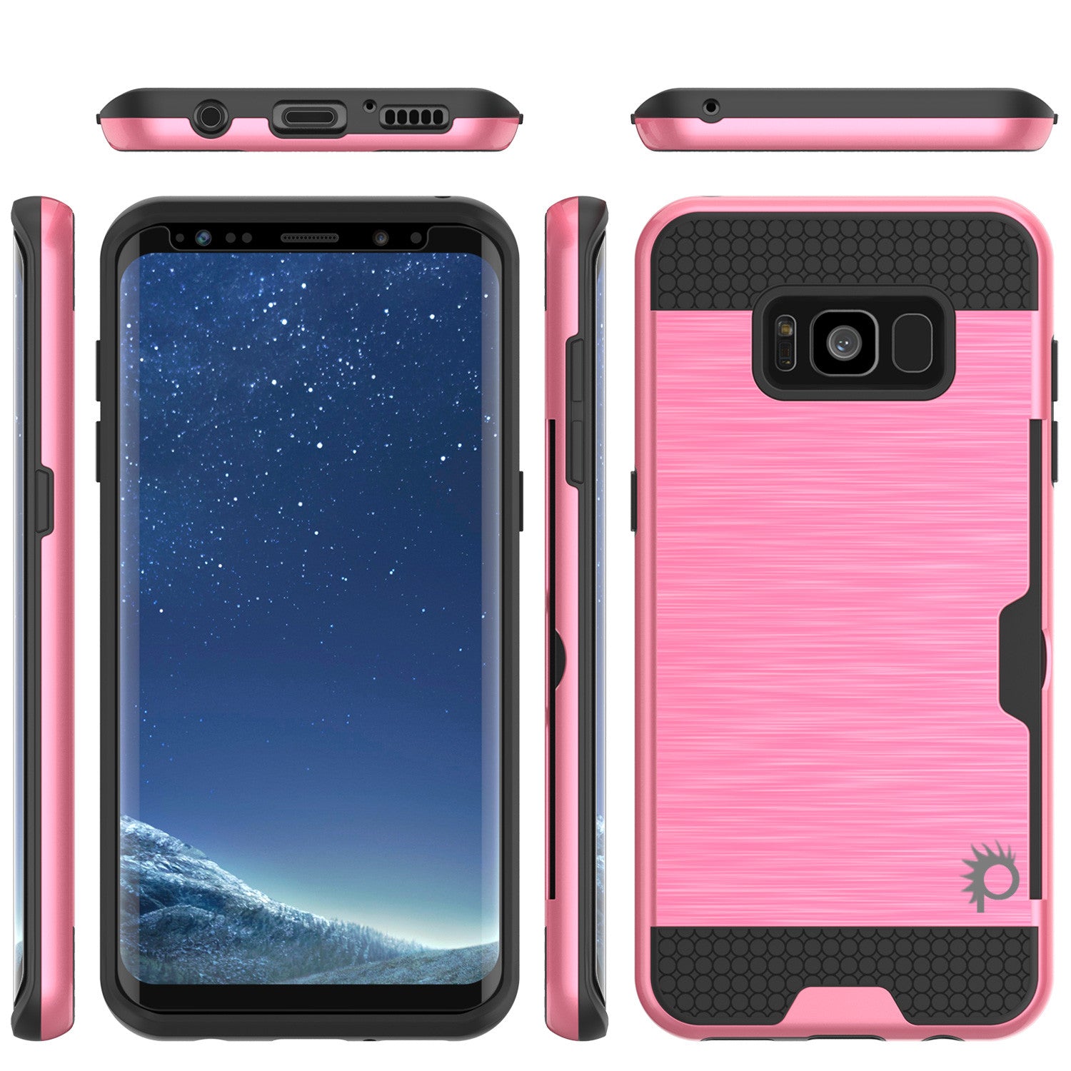 Galaxy S8 Case, PUNKcase [SLOT Series] [Slim Fit] Dual-Layer Armor Cover w/Integrated Anti-Shock System, Credit Card Slot [Pink]