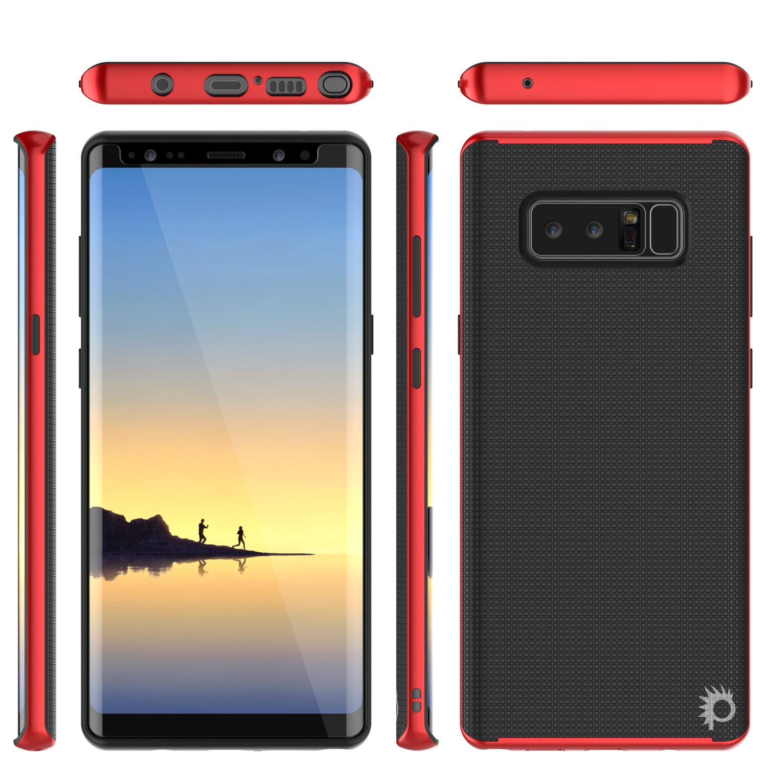 Galaxy Note 8 Hybrid 3-Piece Anti-Shock Dual Layer Bumper Case | Red