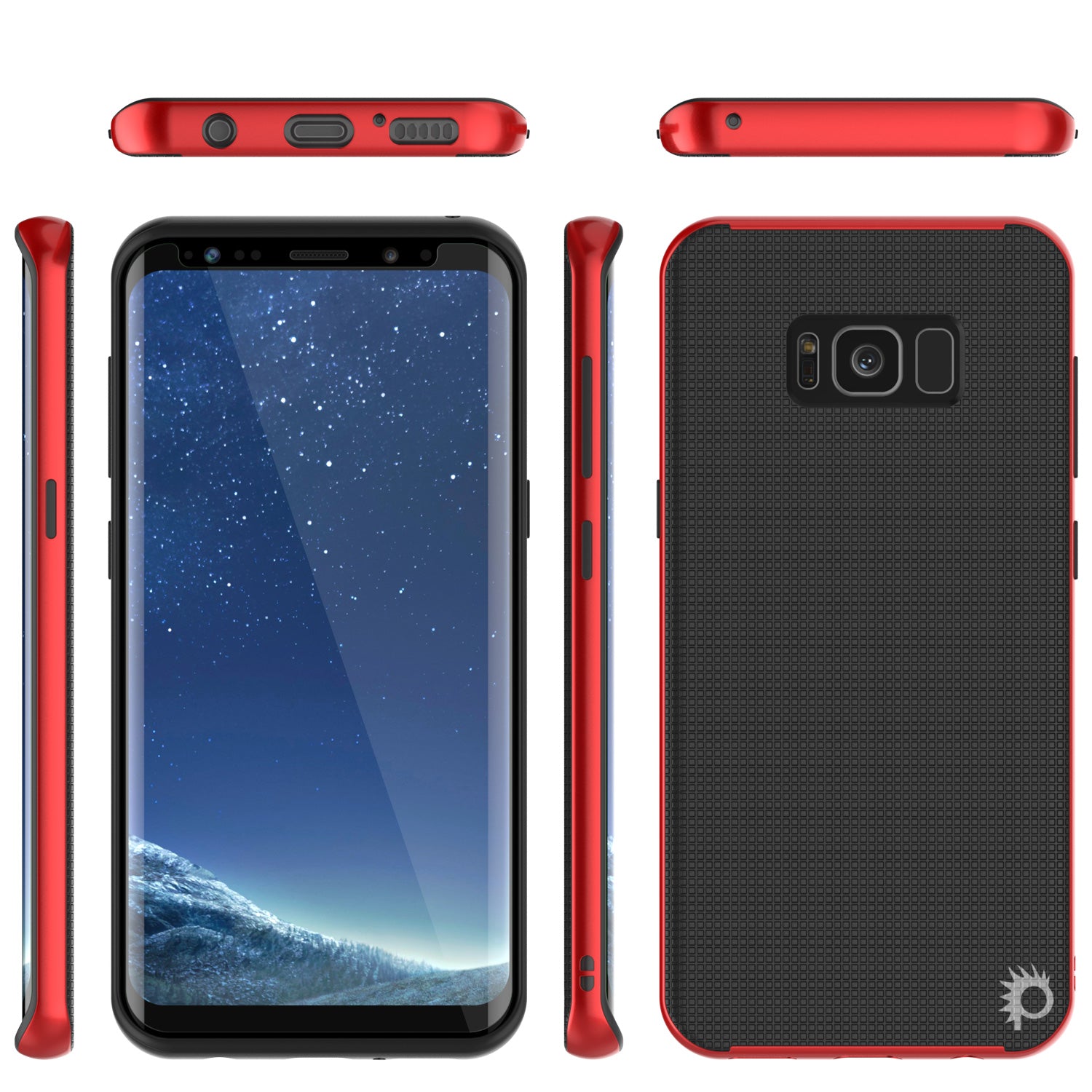 Galaxy S8 Case, PunkCase Stealth Red Series Hybrid 3-Piece Shockproof Dual Layer Cover