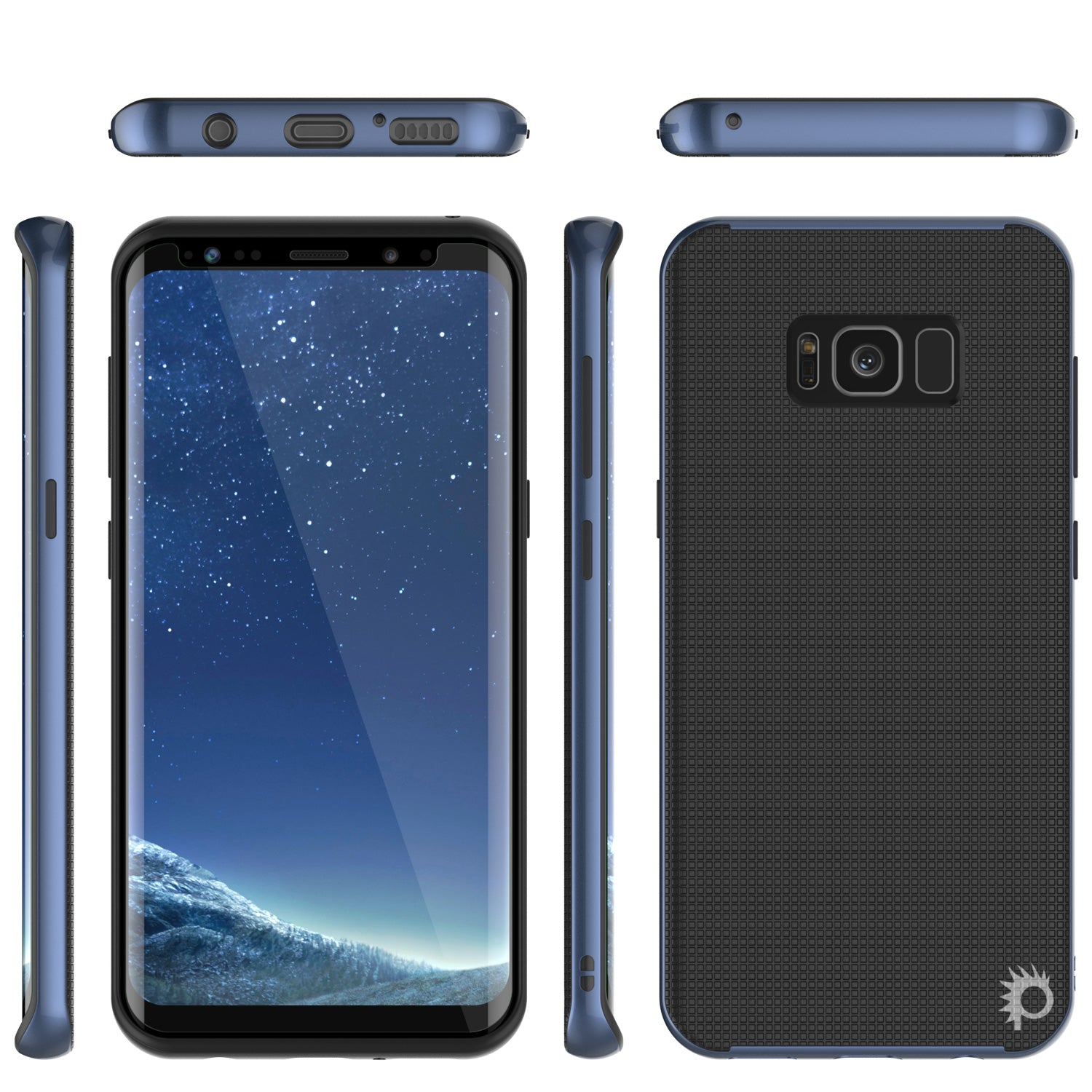 Galaxy S8 Case, PunkCase Stealth Navy Blue Series Hybrid 3-Piece Shockproof Dual Layer Cover