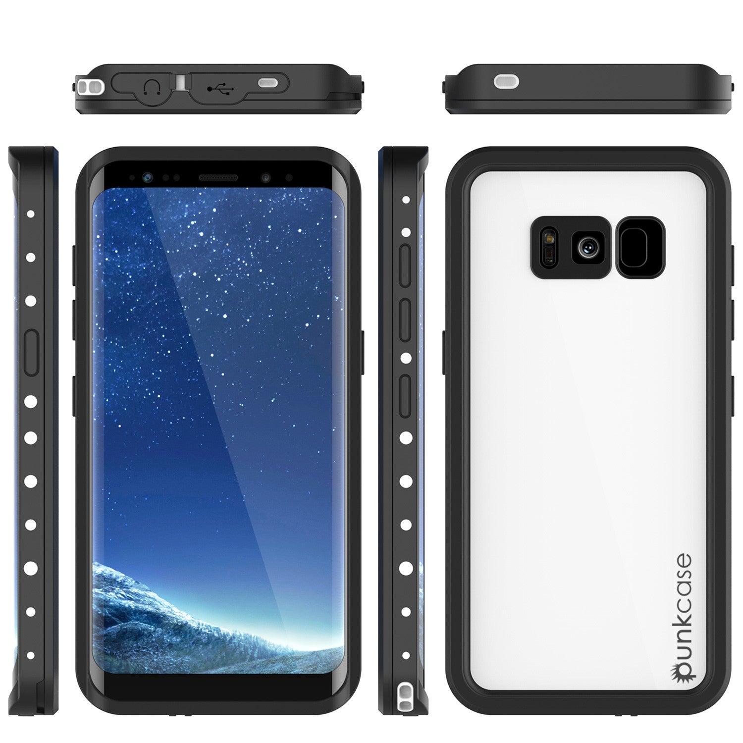 Galaxy S8 Waterproof Case, Punkcase StudStar White Thin 6.6ft Underwater IP68 Shock/Snow Proof
