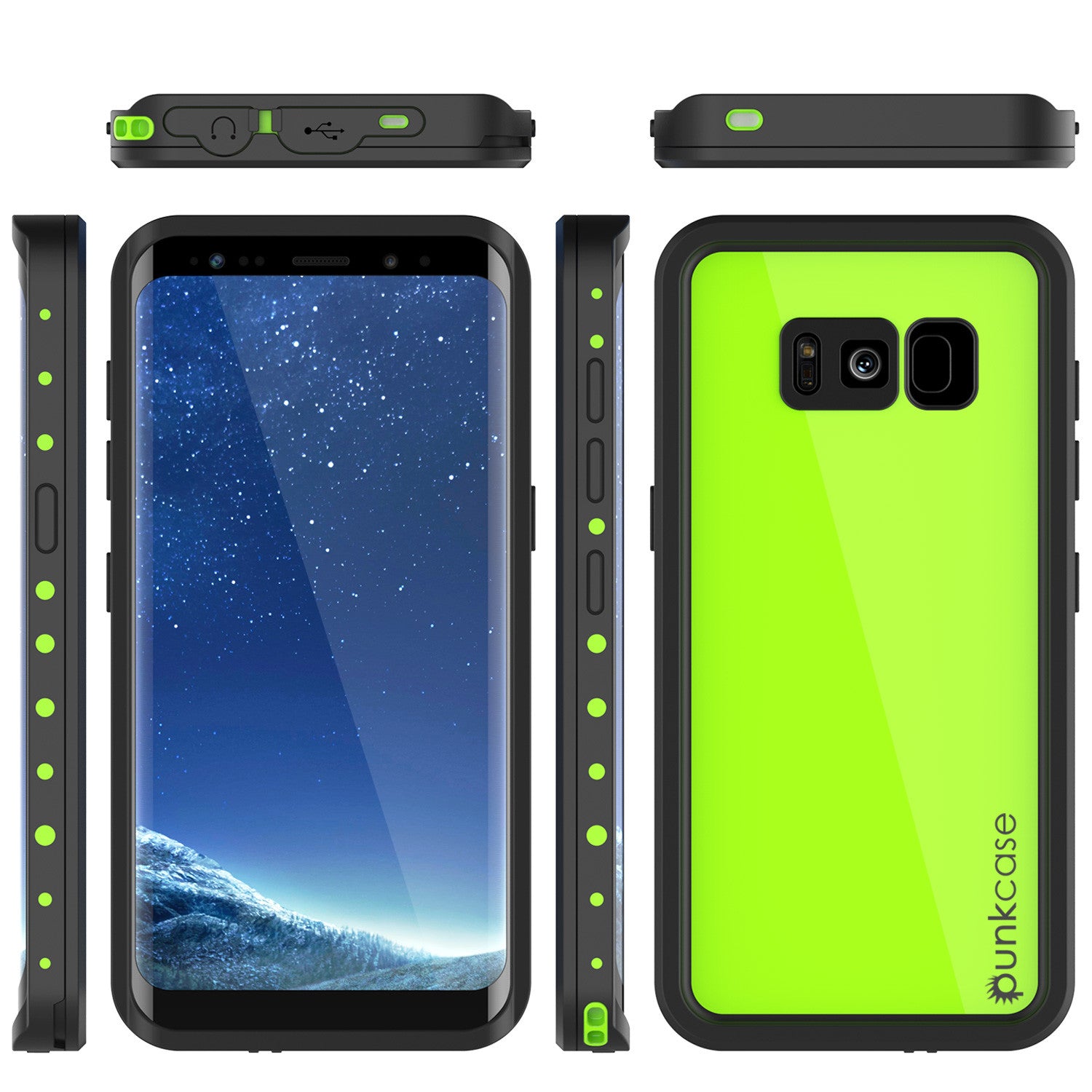 Galaxy S8 Waterproof Case PunkCase StudStar Light Green Thin 6.6ft Underwater IP68 ShockProof