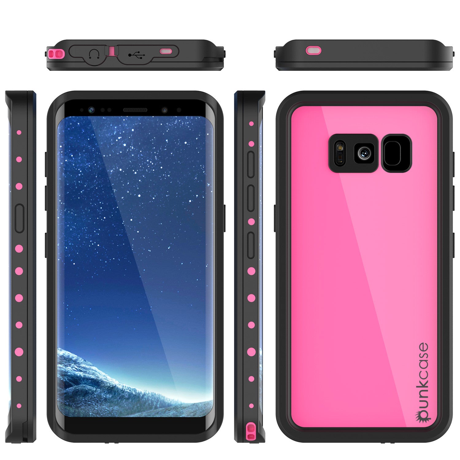 Galaxy S8 Plus Waterproof Case PunkCase StudStar Pink Thin 6.6ft Underwater IP68 Shock/Snow Proof