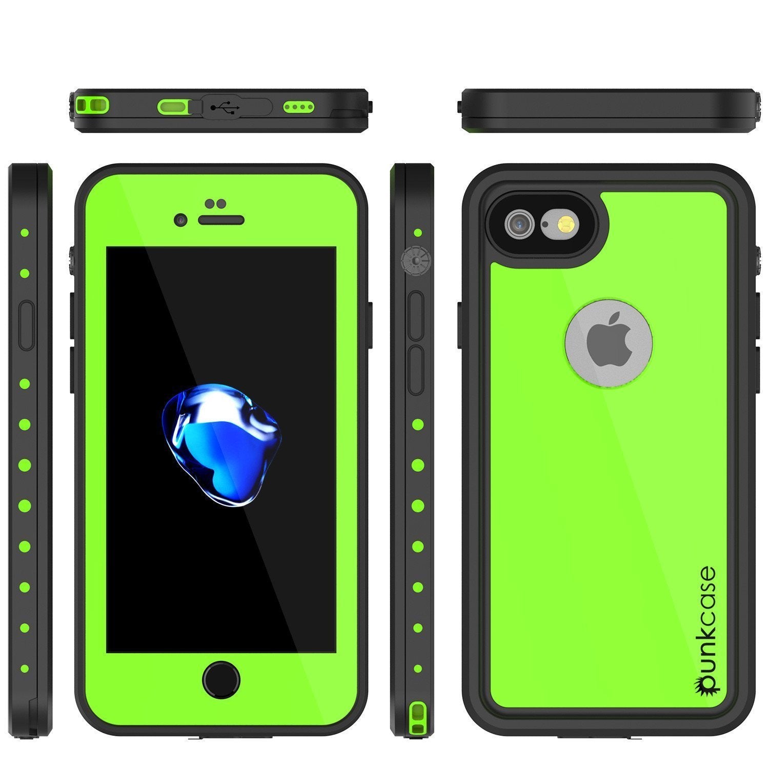 iPhone 8 Waterproof Case, Punkcase [Light Green] [StudStar Series] [Slim Fit][IP68 Certified]  [Dirt/Snow Proof]