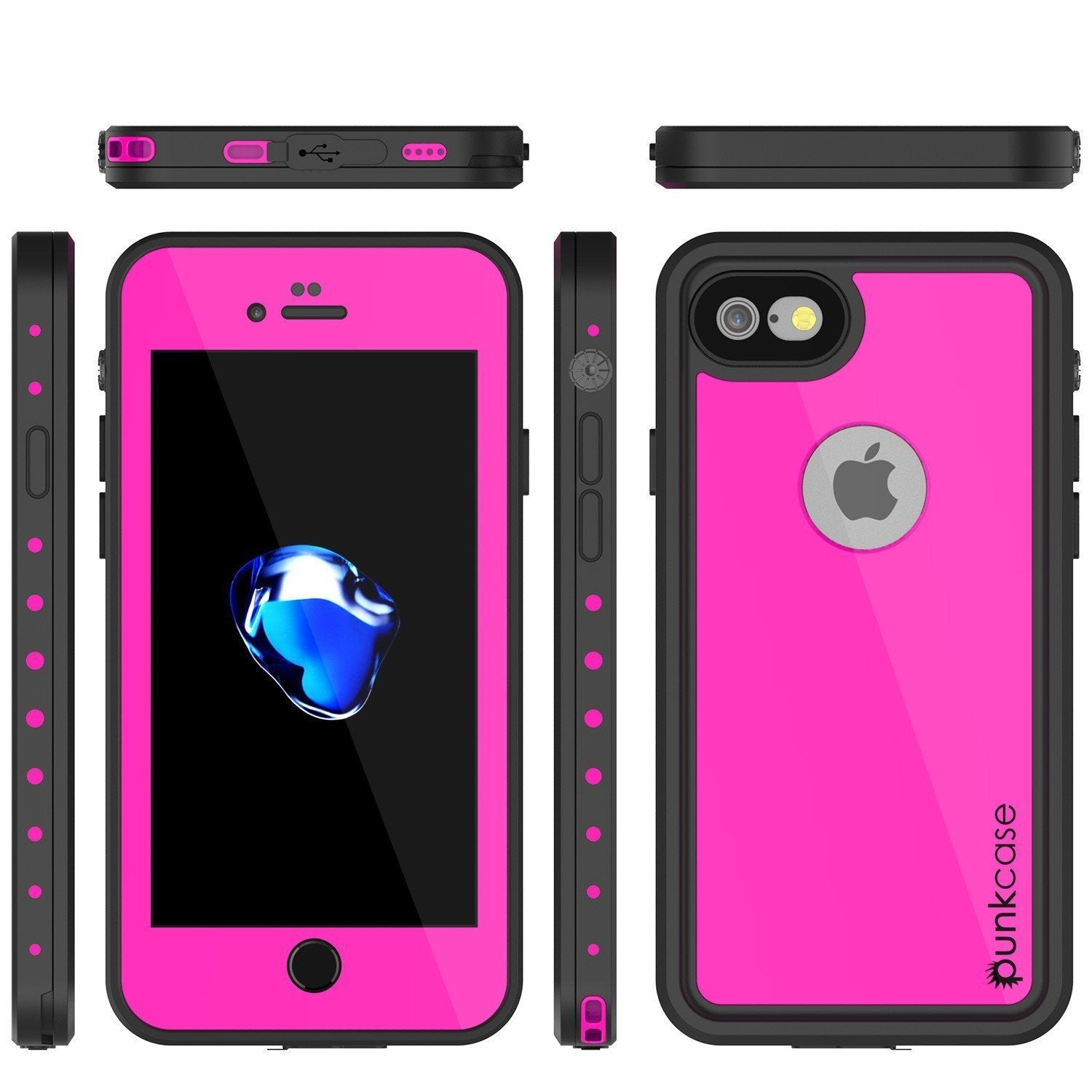 iPhone 8 Waterproof Case, Punkcase [Pink] [StudStar Series] [Slim Fit][IP68 Certified]  [Dirtproof] [Snowproof]