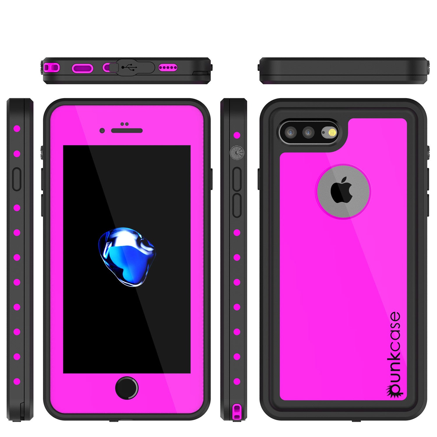 iPhone 7+ Plus Waterproof IP68 Case, Punkcase [Pink] [StudStar Series] [Slim Fit] [Dirtproof]
