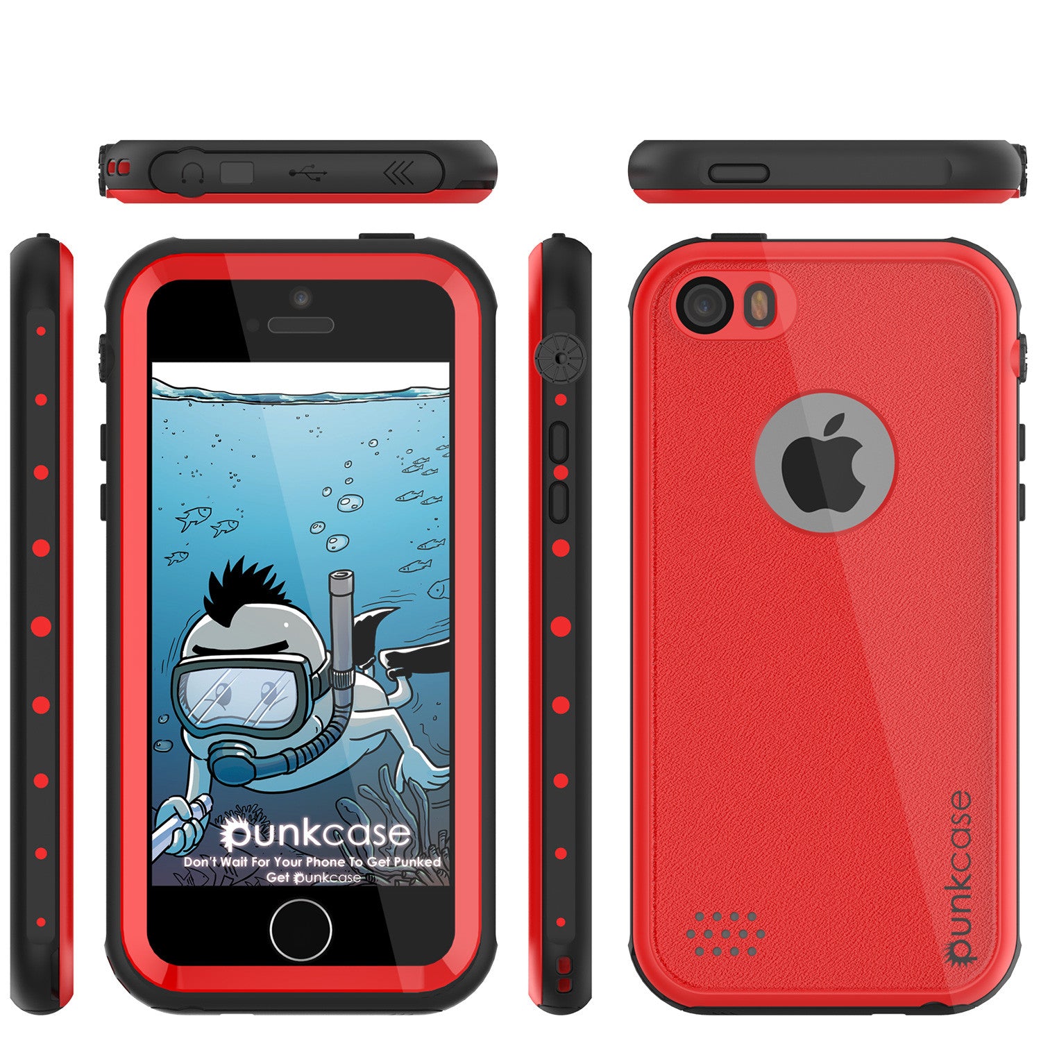iPhone SE/5S/5 Waterproof Case, PunkCase StudStar Red Case Shock/Dirt/Snow Proof | Lifetime Warranty