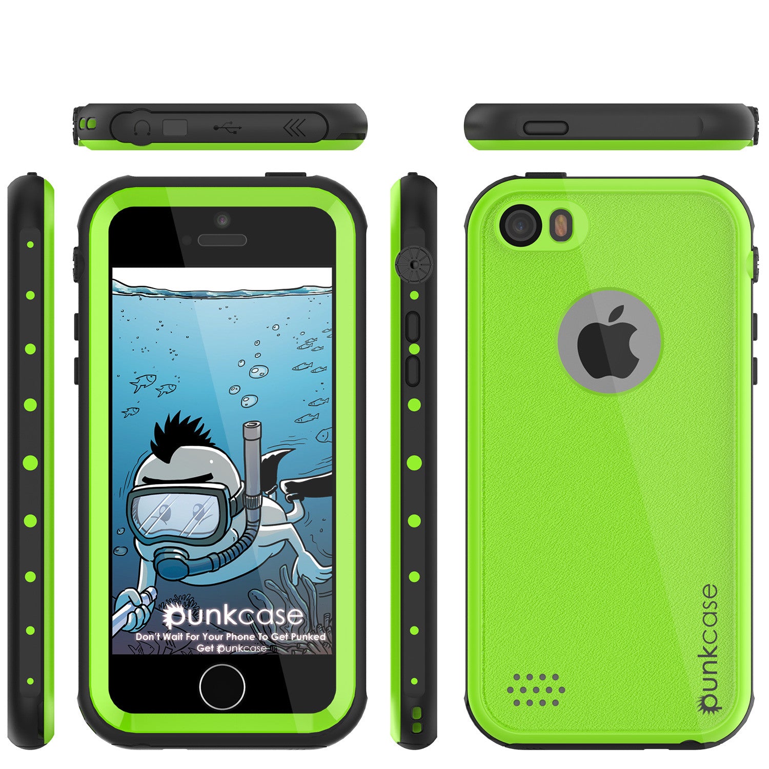 iPhone SE/5S/5 Waterproof Case, PunkCase StudStar Light Green Shock/Dirt Proof | Lifetime Warranty