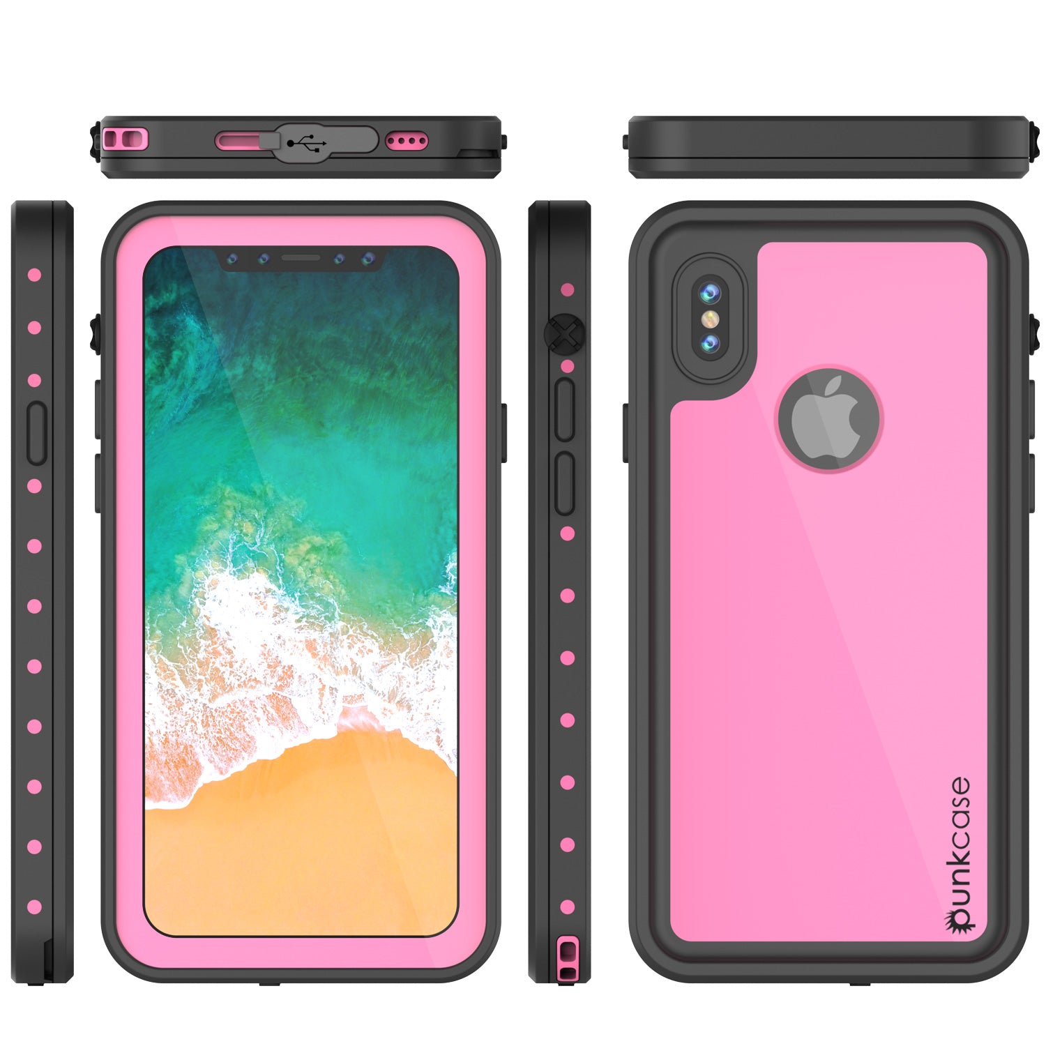 iPhone X Waterproof IP68 Case, Punkcase [Pink] [StudStar Series] [Slim Fit] [Dirtproof]