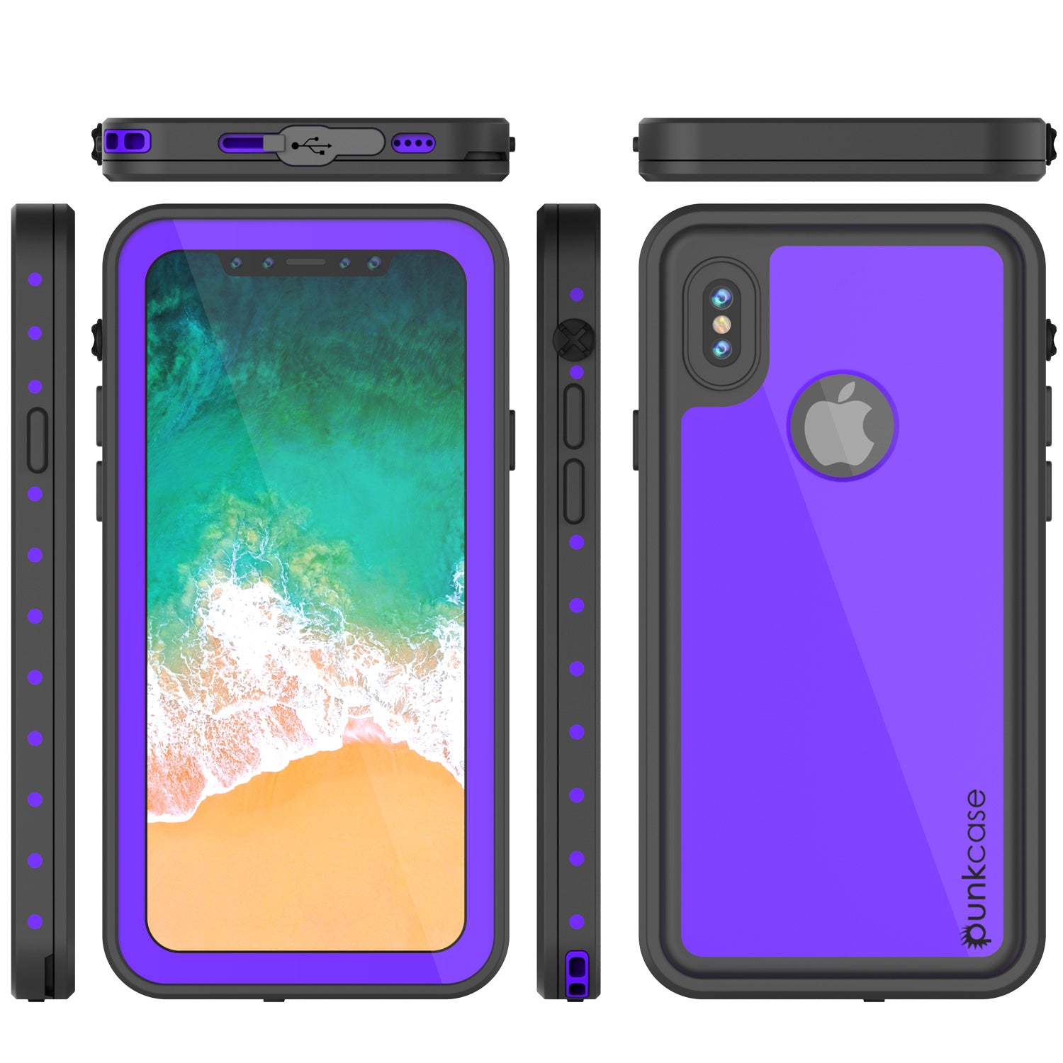 iPhone X Waterproof IP68 Case, Punkcase [Purple] [StudStar Series] [Slim Fit] [Dirtproof]
