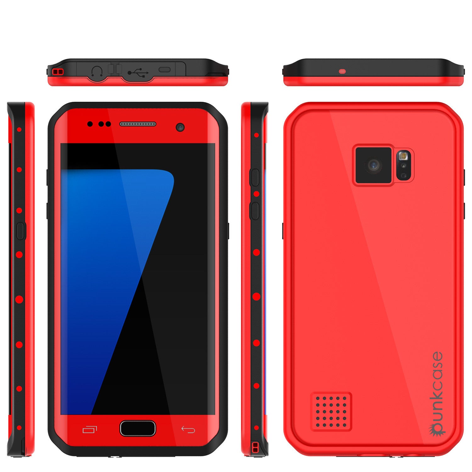 Galaxy S7 EDGE Waterproof Case PunkCase StudStar Red Thin 6.6ft Underwater IP68 Shock/Snow Proof