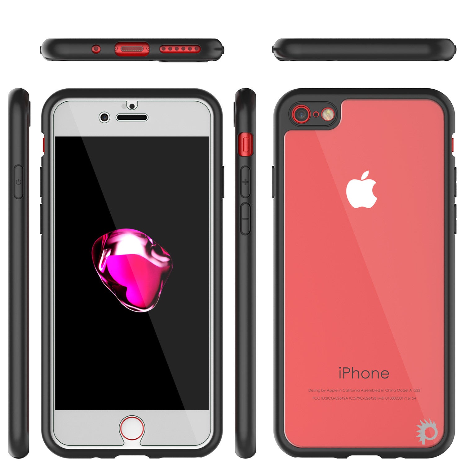 iPhone 7 Case [MASK Series] [BLACK] Full Body Hybrid Dual Layer TPU Cover W/ protective Tempered Glass Screen Protector
