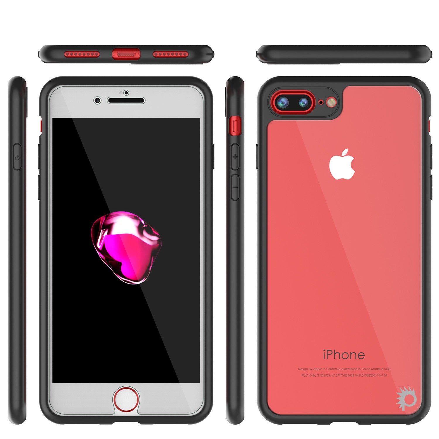 iPhone 7+ Plus Case, Punkcase [MASK Series] [BLACK] Full Body Hybrid Dual Layer TPU Cover W/ protective Tempered Glass Screen Protector