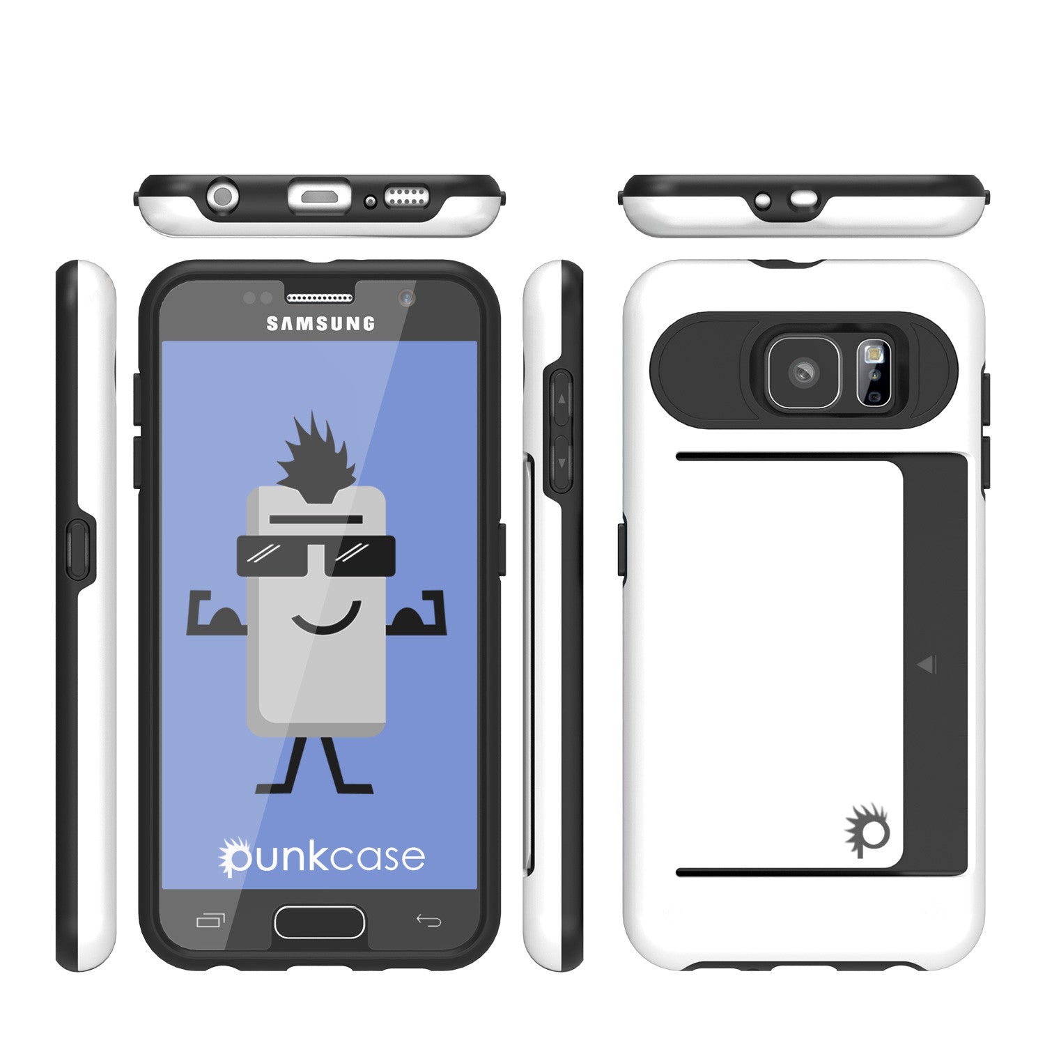 Galaxy s6 Case PunkCase CLUTCH White Series Slim Armor Soft Cover Case w/ Tempered Glass