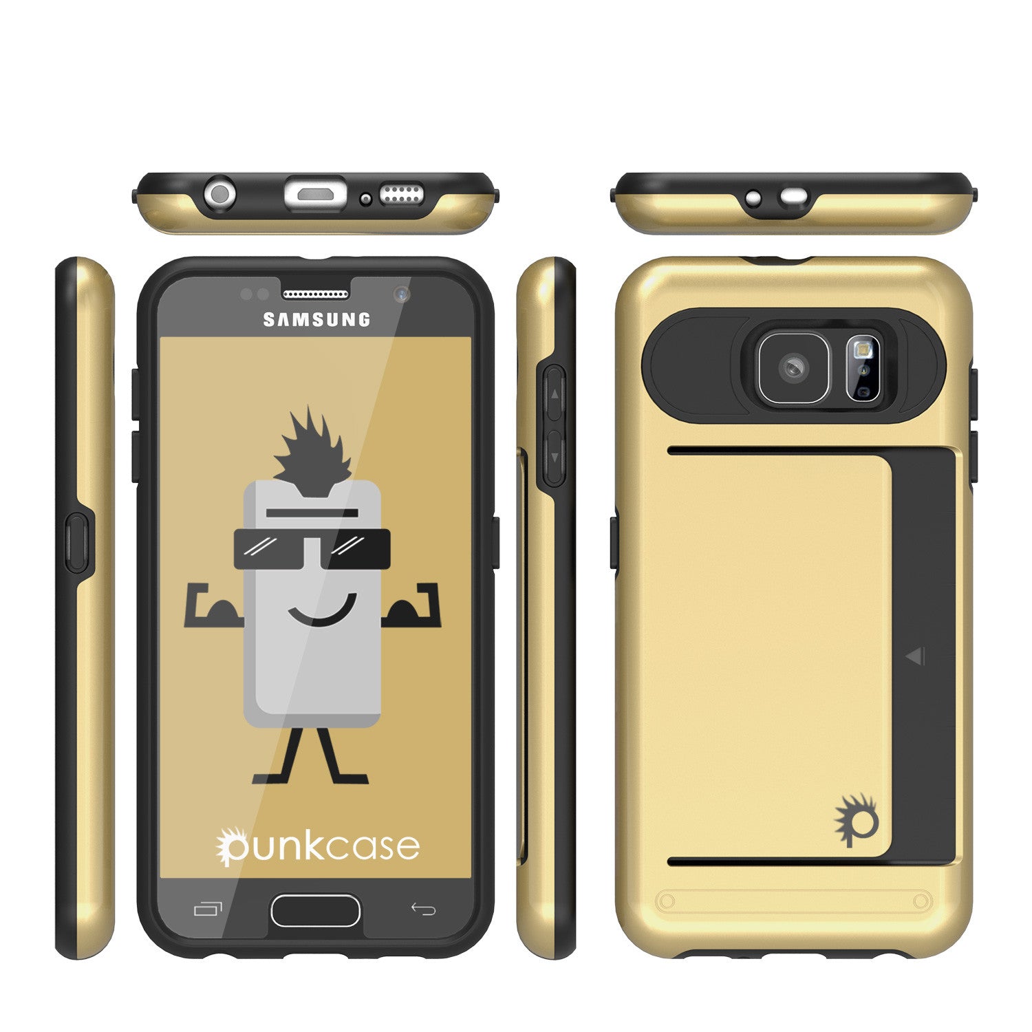 Galaxy s6 Case PunkCase CLUTCH Gold Series Slim Armor Soft Cover Case w/ Tempered Glass