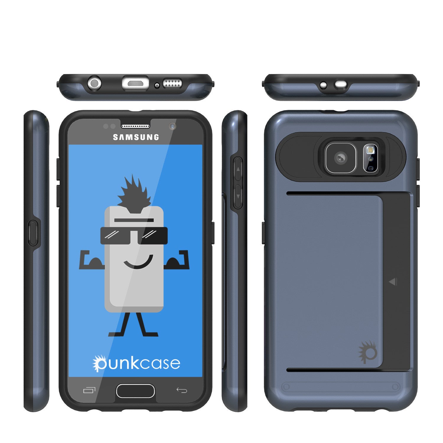 Galaxy S6 EDGE Plus Case PunkCase CLUTCH Navy Series Slim Armor Soft Cover Case w/ Screen Protector