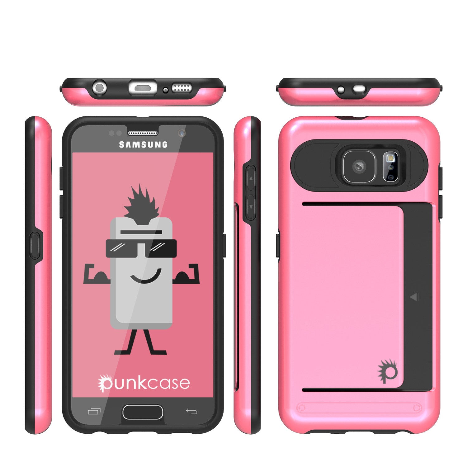Galaxy s6 Case PunkCase CLUTCH Pink Series Slim Armor Soft Cover Case w/ Tempered Glass
