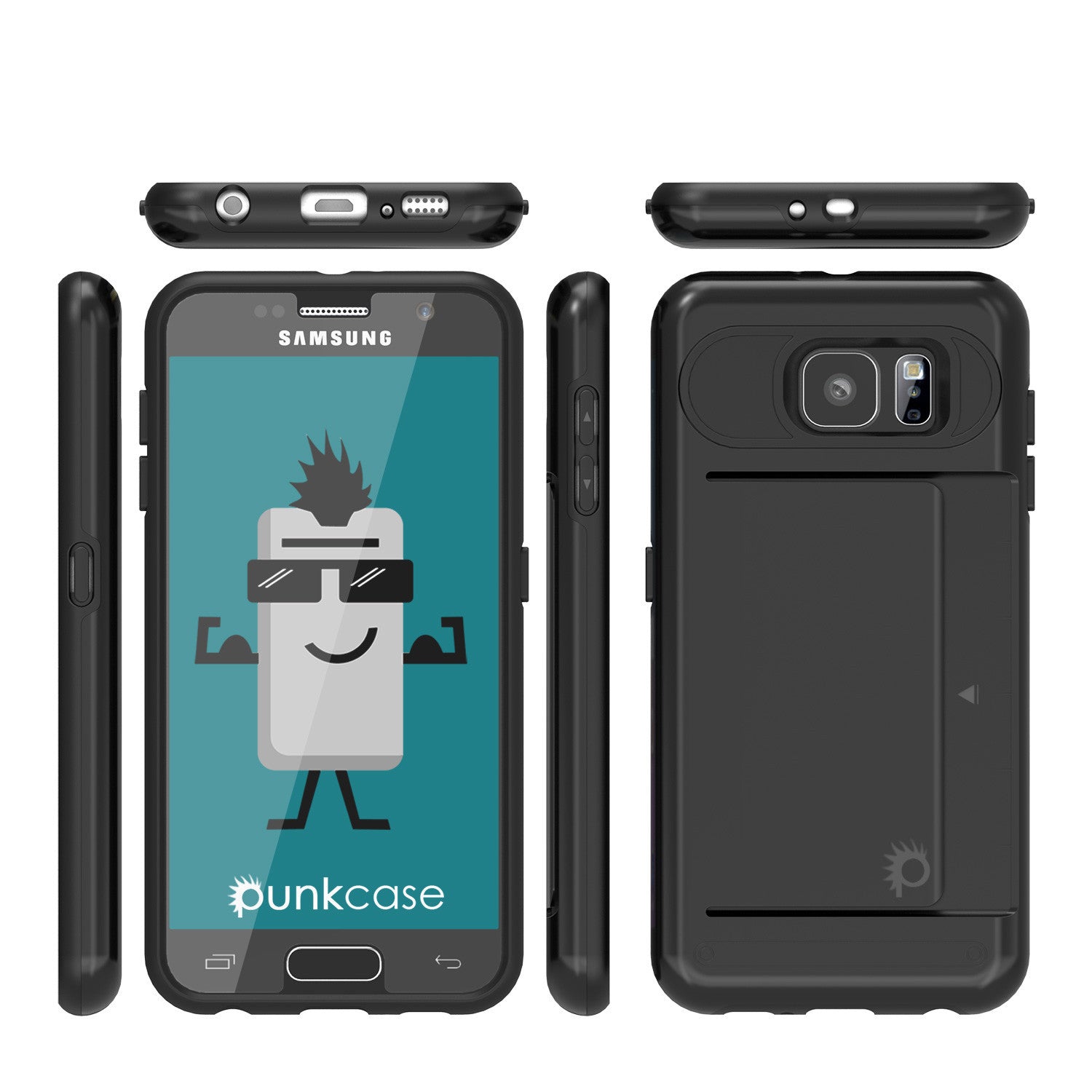 Galaxy S6 EDGE Plus Case PunkCase CLUTCH Black Series Slim Armor Soft Cover Case w/ Screen Protector