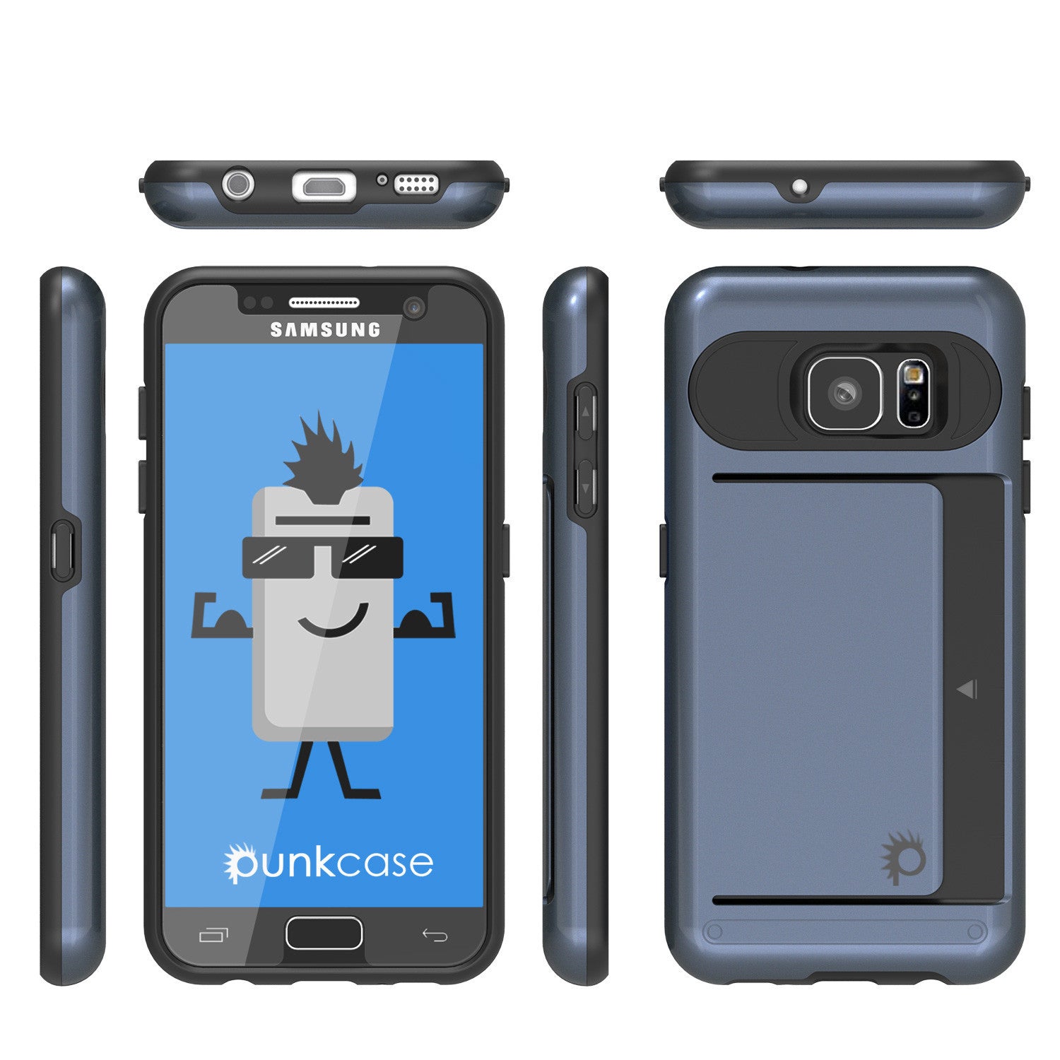 Galaxy S7 EDGE Case PunkCase CLUTCH Navy Series Slim Armor Soft Cover Case w/ Screen Protector