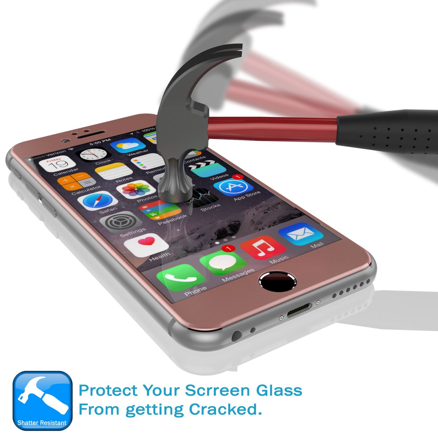 iPhone 6S/6 Rose Gold Tempered Glass Screen Protector, Punkcase SHIELD  Protector 0.33mm Thick 9H