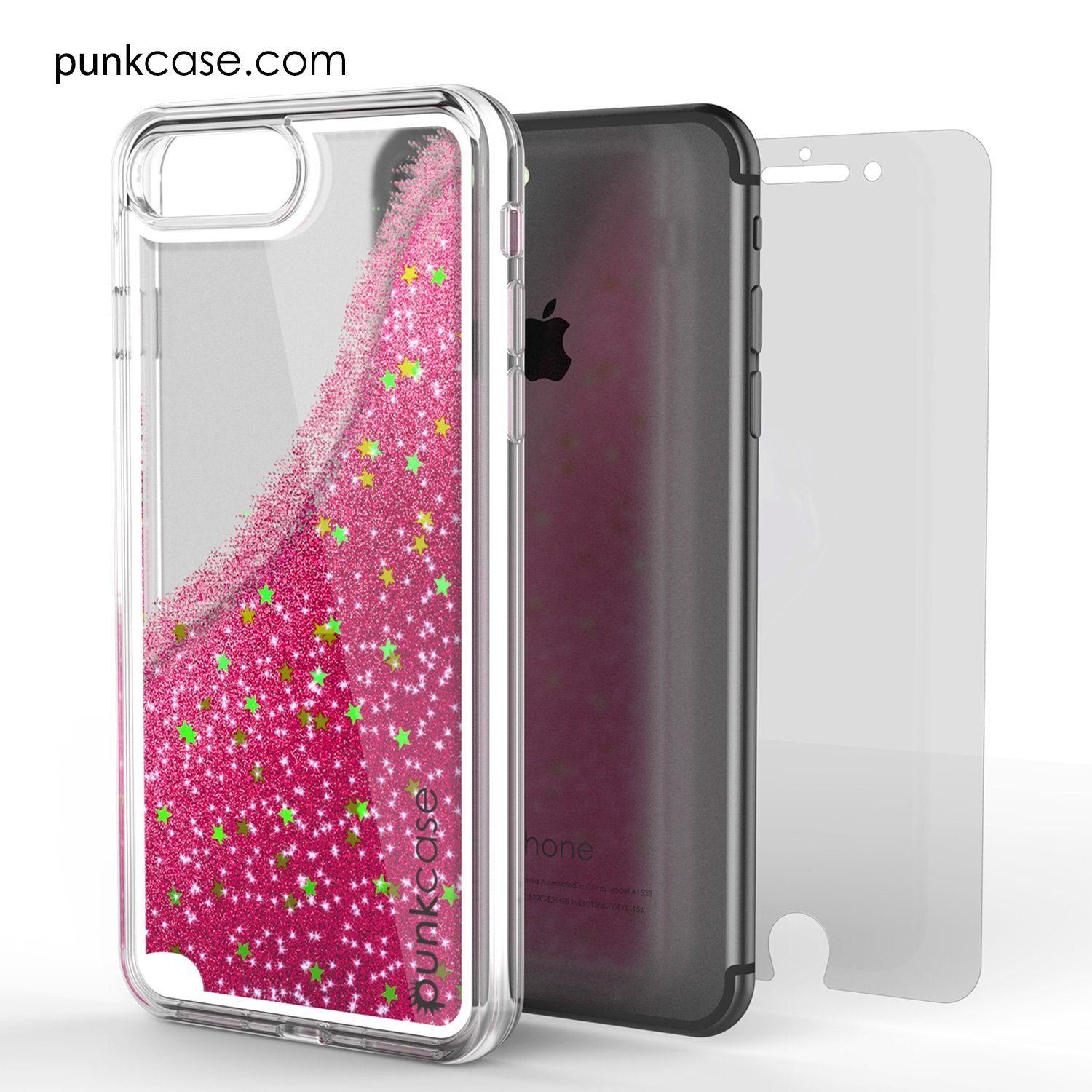 iPhone 8+ Plus Case, PunkCase LIQUID Pink Series, Protective Dual Layer Floating Glitter Cover, Pink iPhone 8+ Plus Case, PunkCase LIQUID Pink Series, Protective Dual Layer Floating Glitter Cover, Pink