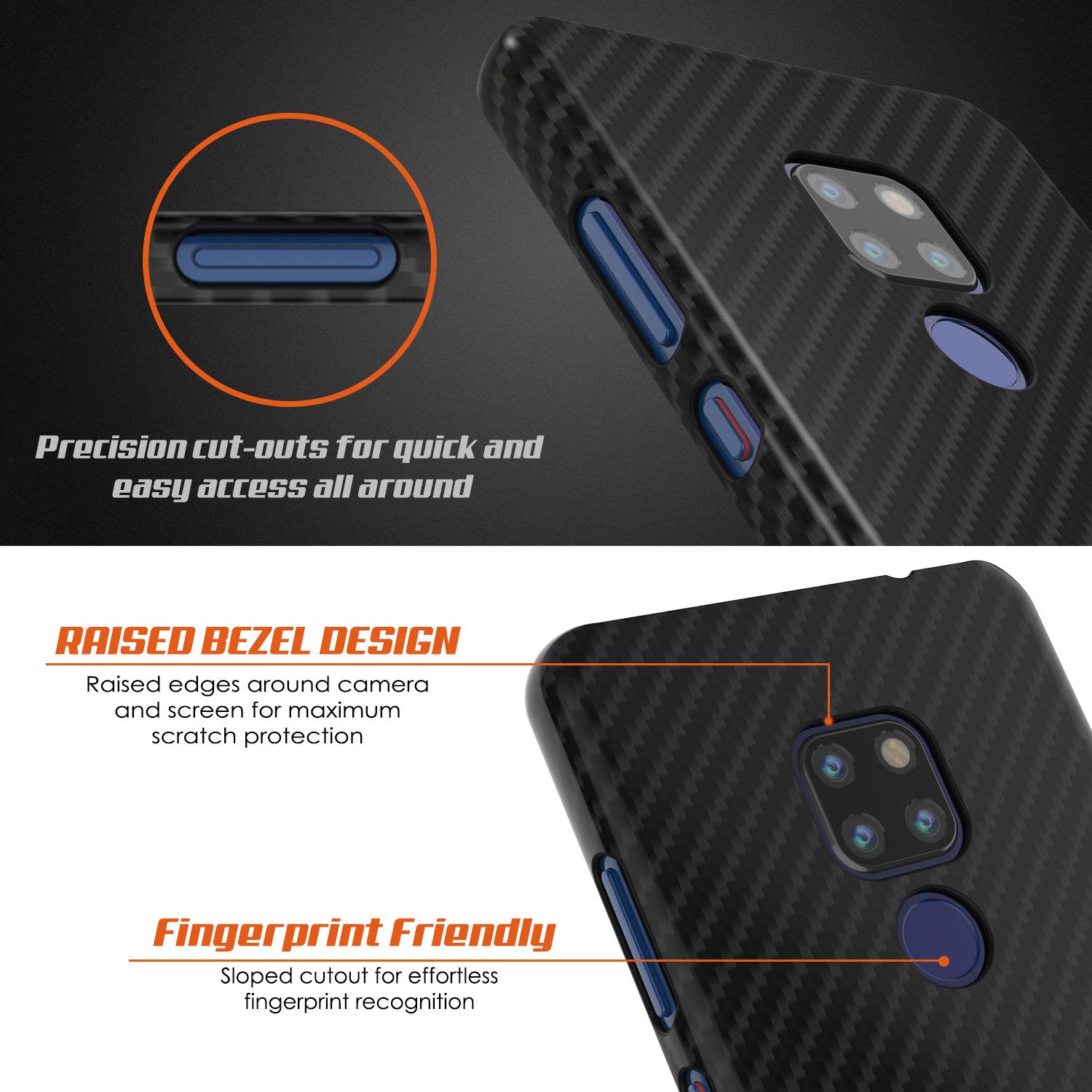 Huawei Mate 20 Case, Punkcase CarbonShield, Heavy Duty [Black] Cover