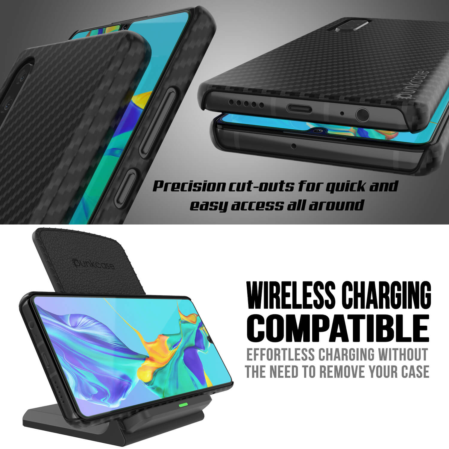 Huawei Mate 30  Case, Punkcase CarbonShield, Heavy Duty [Black] Cover