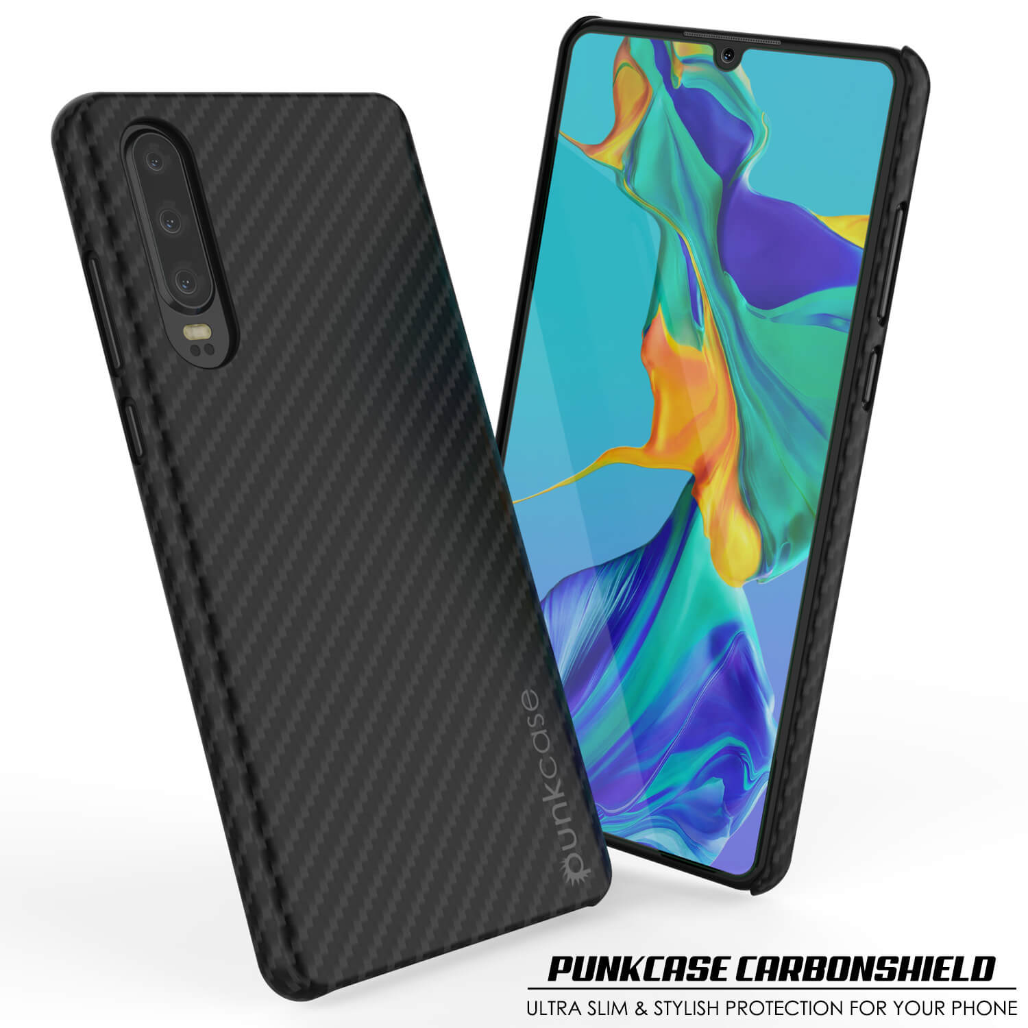 Huawei Mate 30  Case, Punkcase CarbonShield, Heavy Duty [Black] Cover