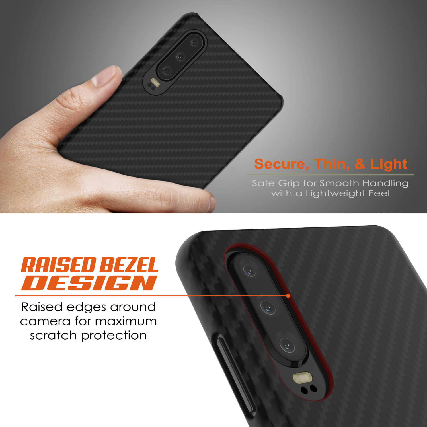 Huawei Mate 30  Case, Punkcase CarbonShield, Heavy Duty [Black] Cover