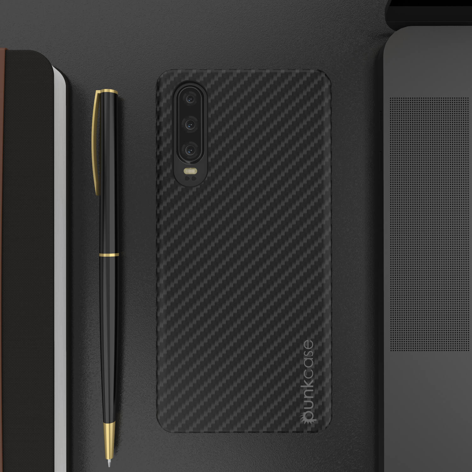 Huawei Mate 30  Case, Punkcase CarbonShield, Heavy Duty [Black] Cover