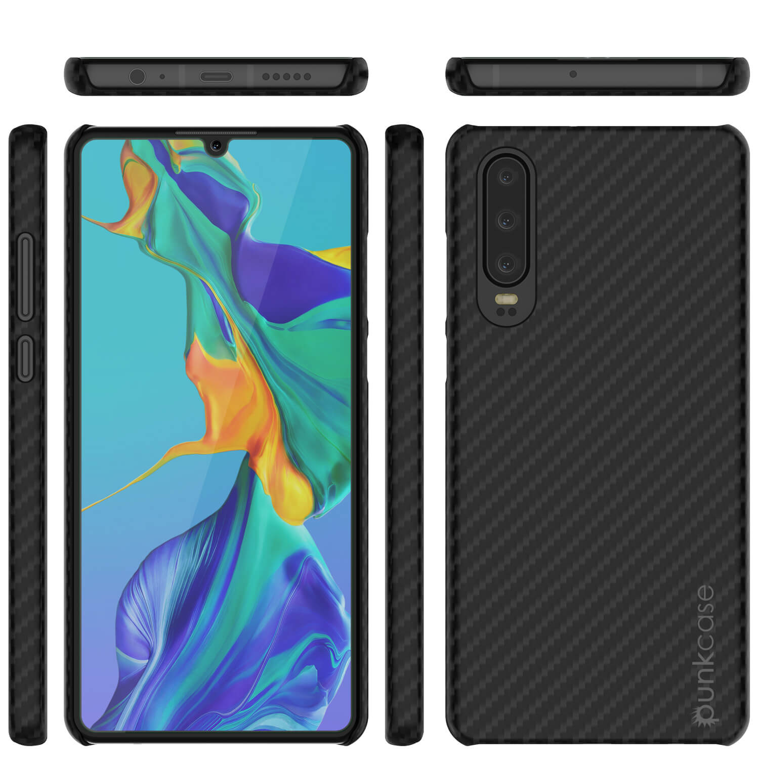 Huawei Mate 30  Case, Punkcase CarbonShield, Heavy Duty [Black] Cover
