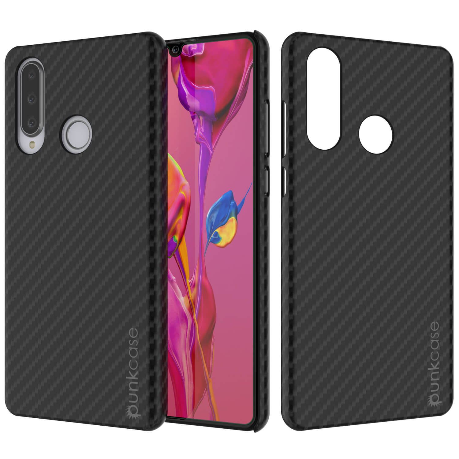 Huawei Mate 30 Lite  Case, Punkcase CarbonShield, Heavy Duty [Black] Cover