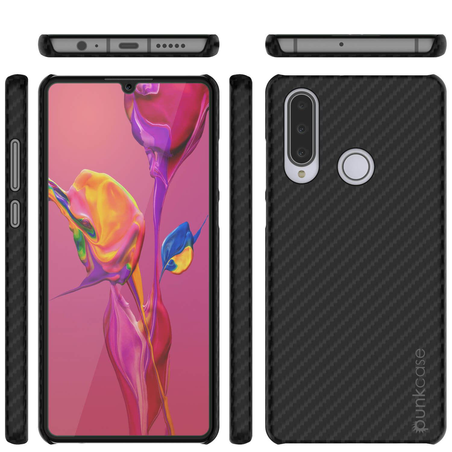 Huawei Mate 30 Lite  Case, Punkcase CarbonShield, Heavy Duty [Black] Cover