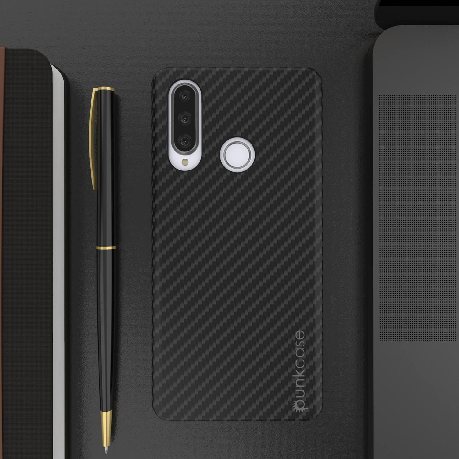 Huawei Mate 30 Lite  Case, Punkcase CarbonShield, Heavy Duty [Black] Cover