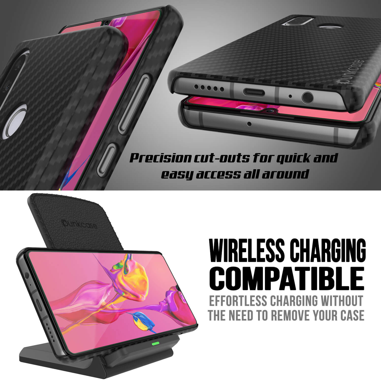 Huawei Mate 30 Lite  Case, Punkcase CarbonShield, Heavy Duty [Black] Cover