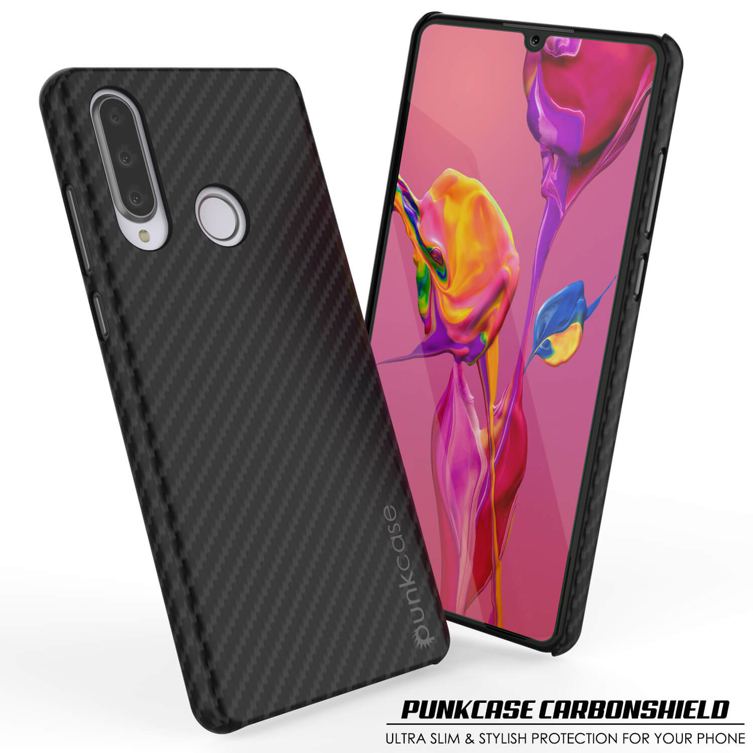 Huawei Mate 30 Lite  Case, Punkcase CarbonShield, Heavy Duty [Black] Cover