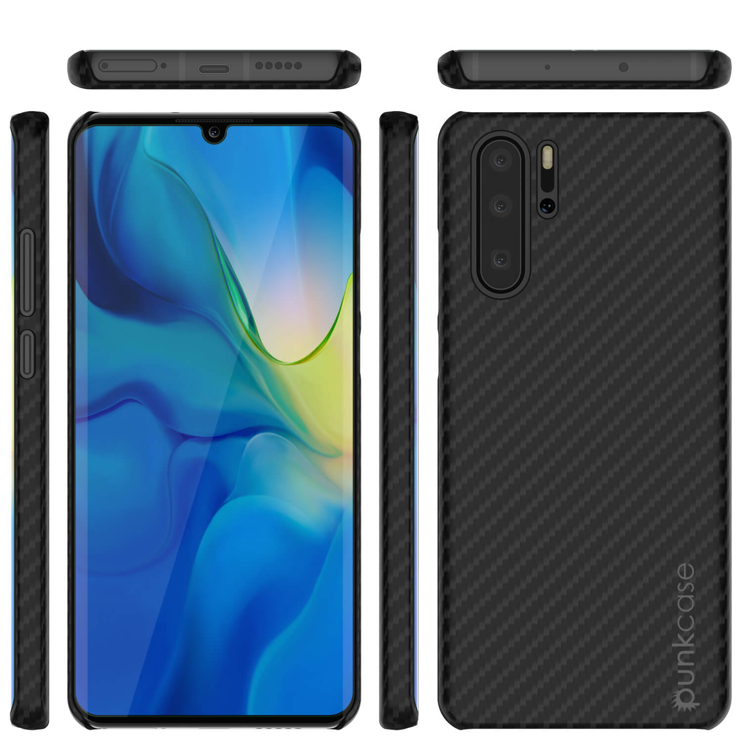 Huawei Mate 30 Pro Case, Punkcase CarbonShield, Heavy Duty [Black] Cover