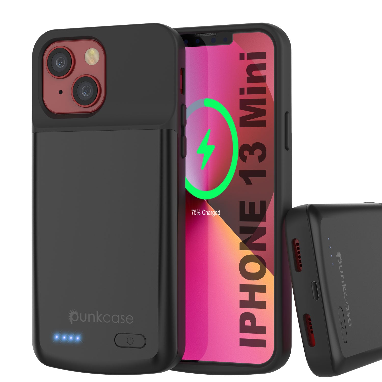 iPhone 13 Mini Battery Case, PunkJuice 4700mAH Fast Charging Power Bank W/ Screen Protector iPhone 13 Mini Battery Case, PunkJuice 4700mAH Fast Charging Power Bank W/ Screen Protector