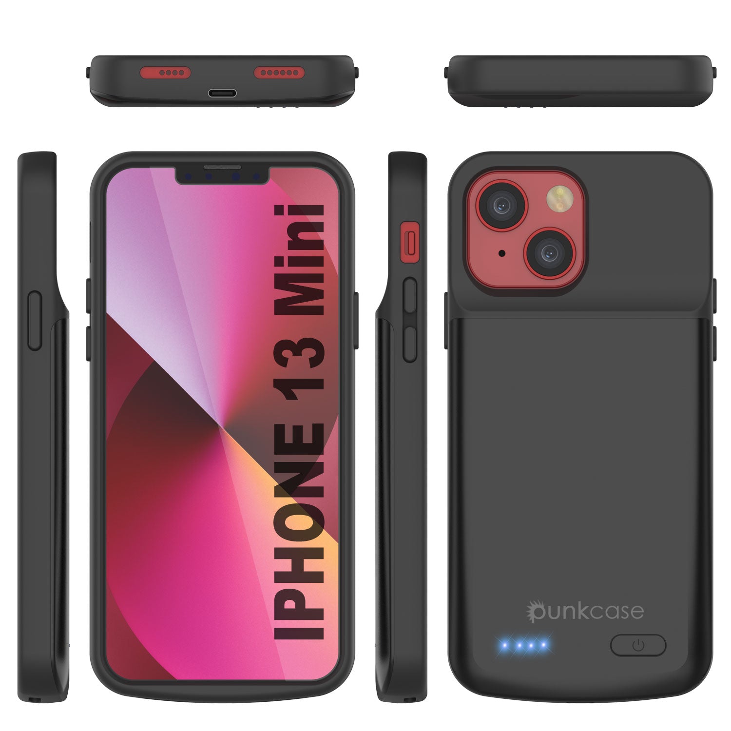 iPhone 13 Mini Battery Case, PunkJuice 4700mAH Fast Charging Power Bank W/ Screen Protector iPhone 13 Mini Battery Case, PunkJuice 4700mAH Fast Charging Power Bank W/ Screen Protector
