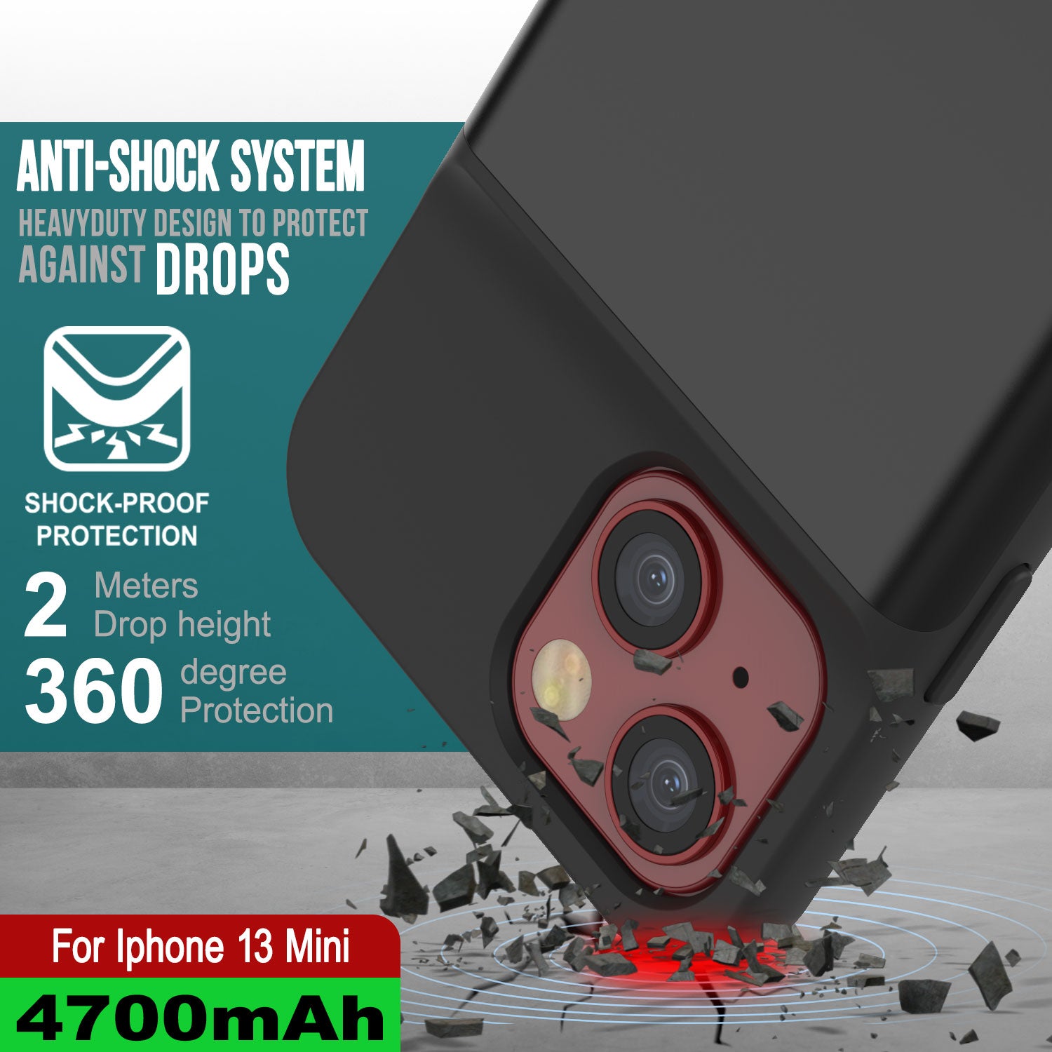 Smart Cover Batterie IPhone 12 Mini / 13 Mini - Coque Power Bank 4700 MAh Chargeable