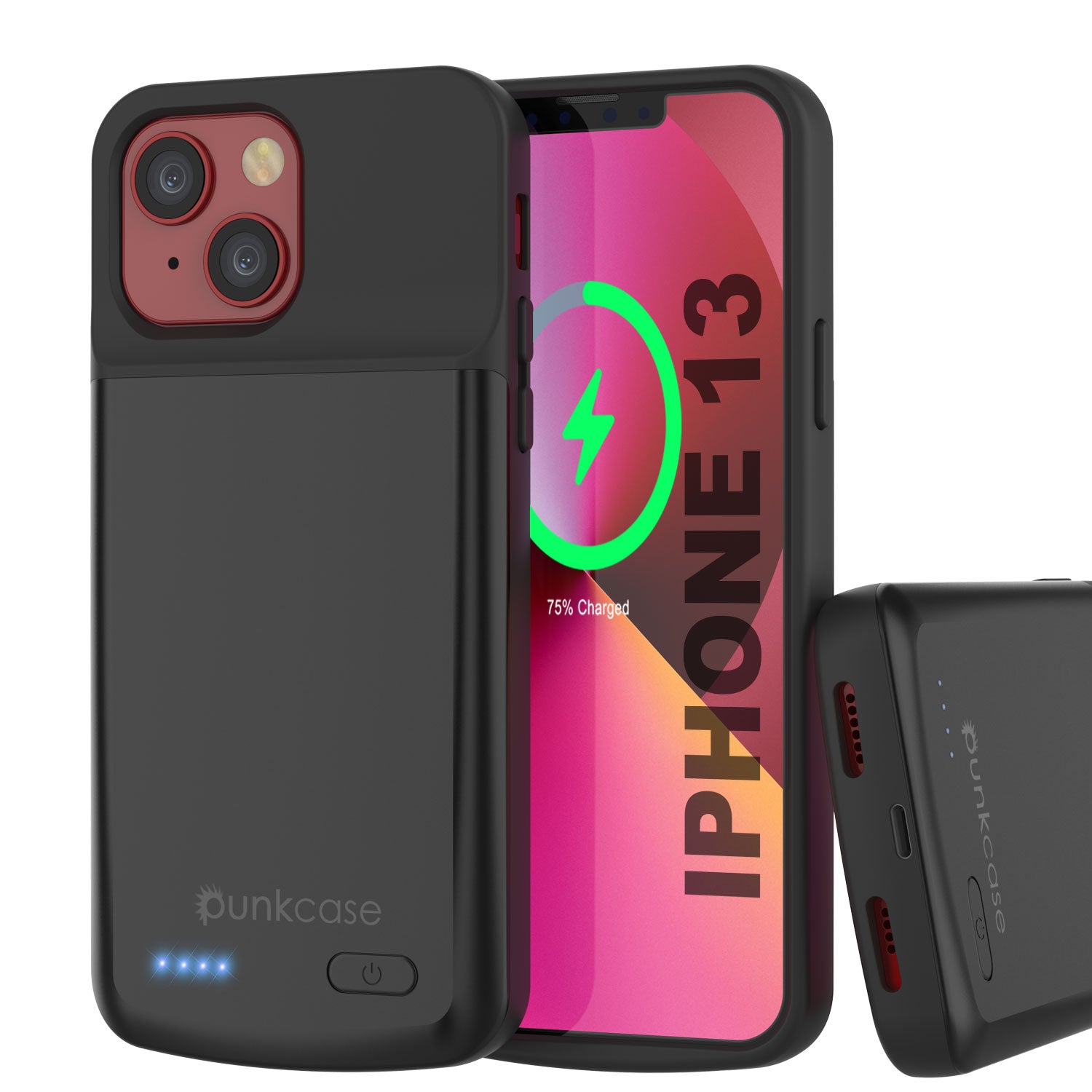 iPhone 13 Battery Case, PunkJuice 4800mAH Fast Charging Power Bank W/ Screen Protector iPhone 13 Battery Case, PunkJuice 4800mAH Fast Charging Power Bank W/ Screen Protector