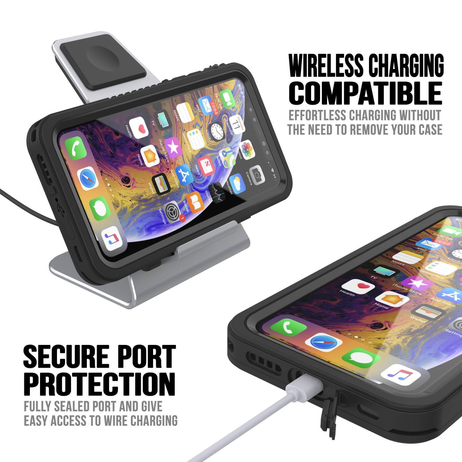 iPhone 12 Waterproof Case, Punkcase [Extreme Series] Armor Cover W/ Built In Screen Protector [Black]